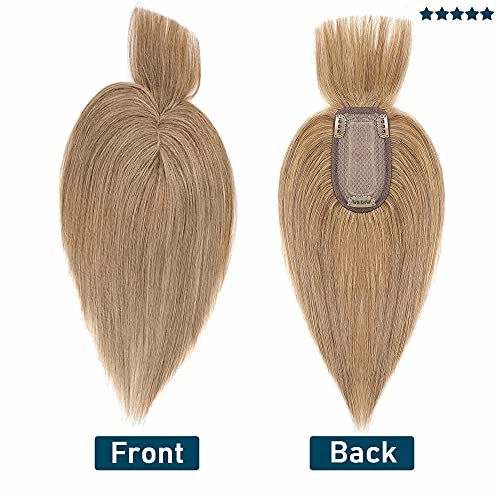 Human Hair Synthetic Blend Hair topper with bangs