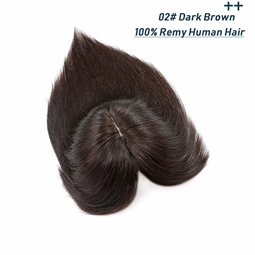 Human Hair Synthetic Blend Hair topper with bangs