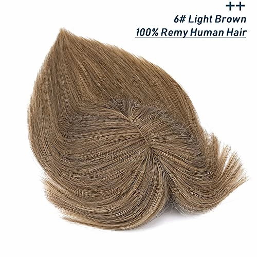Human Hair Synthetic Blend Hair topper with bangs