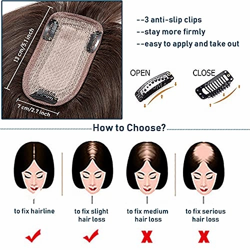 Human Hair Synthetic Blend Hair topper with bangs