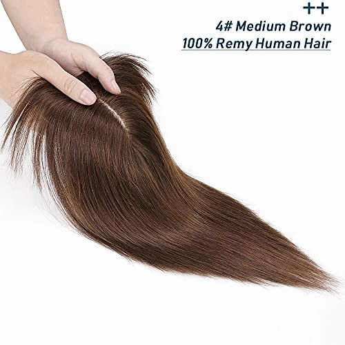Human Hair Synthetic Blend Hair topper with bangs