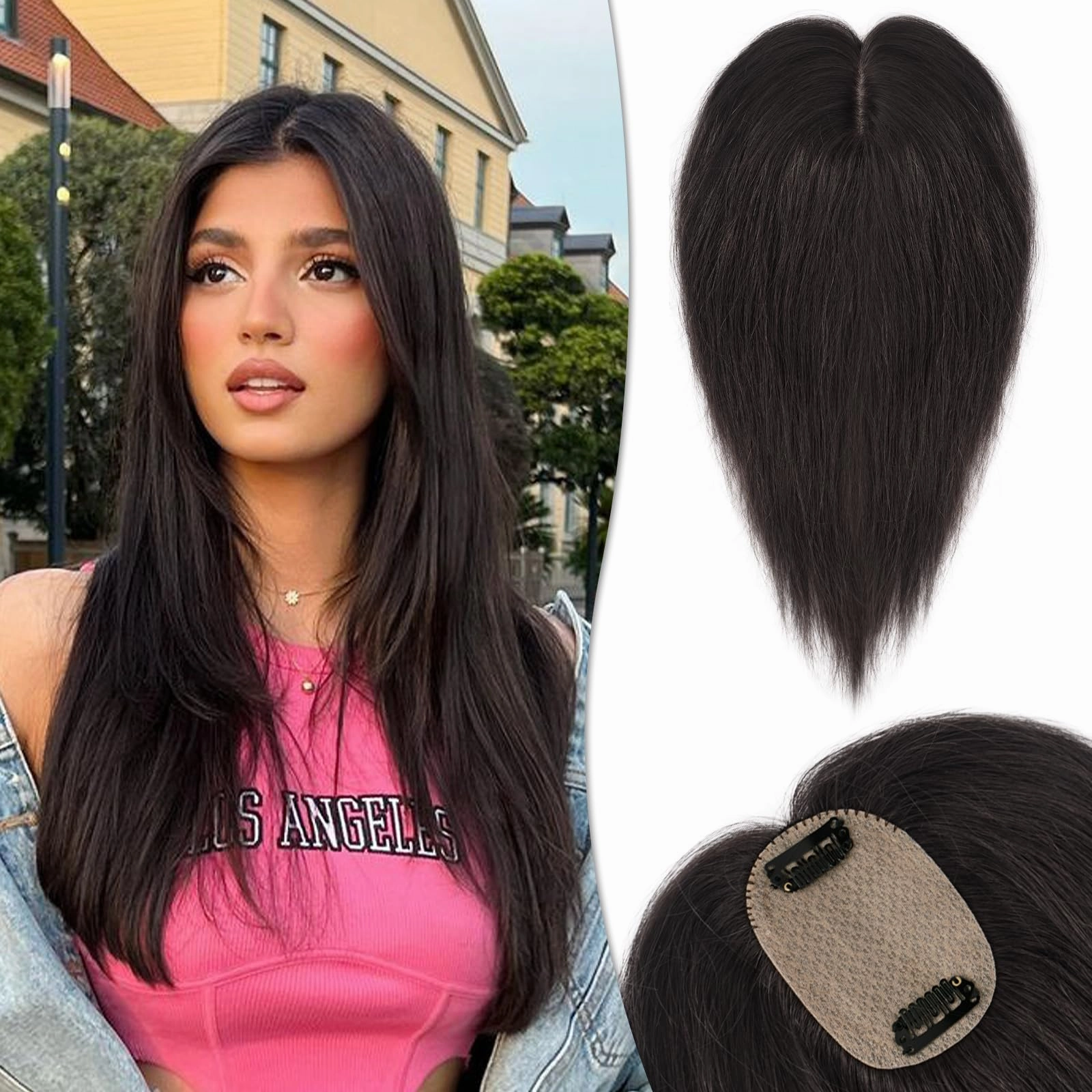 Human Hair Topper Crown Topper Hair Piece for Women 6X9 cm Base