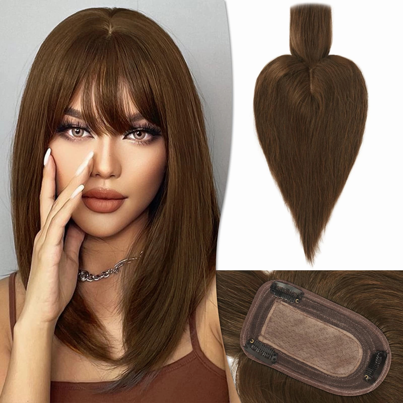Human Hair Topper Crown Topper Hair Piece for Women 6X9 cm Base