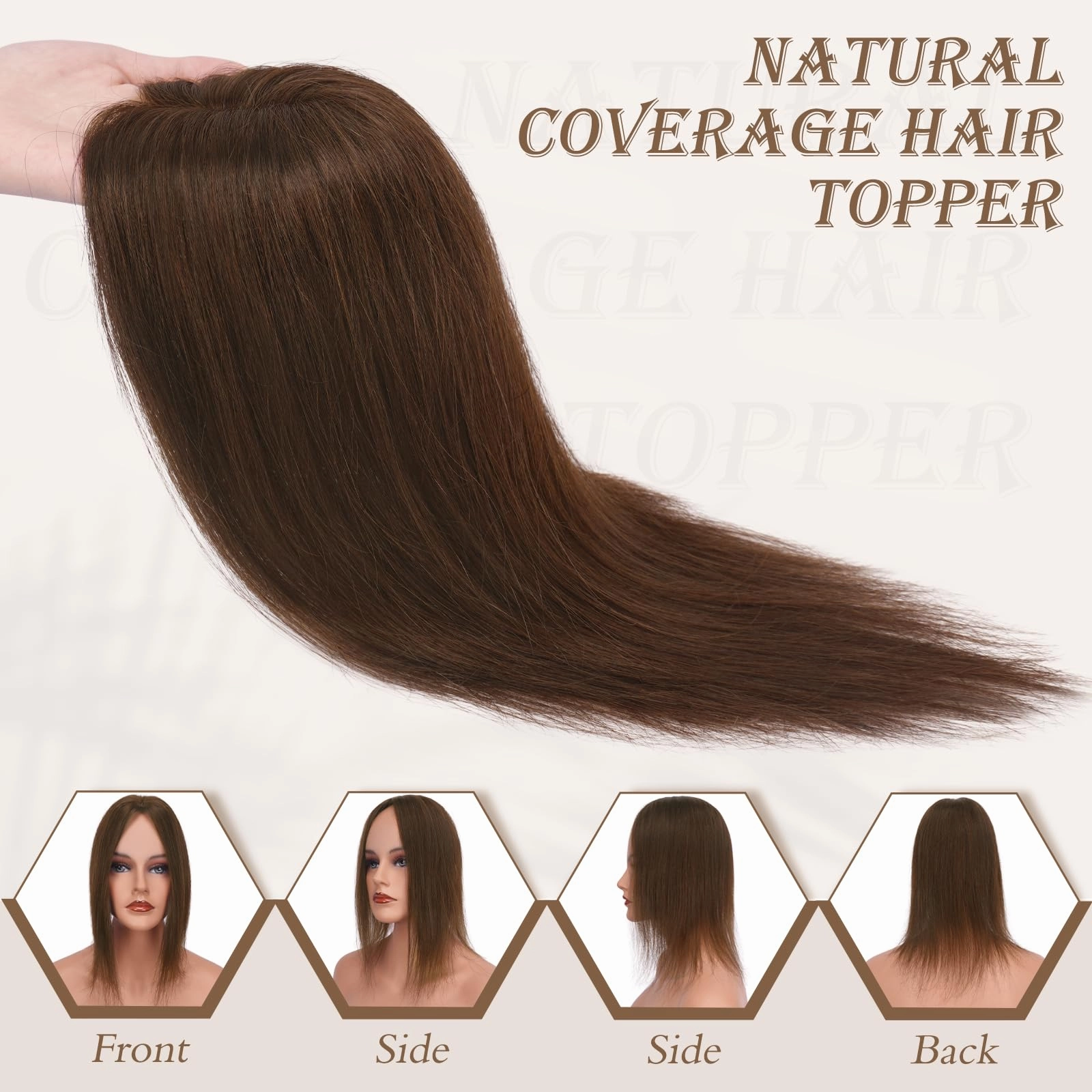 Human Hair Topper Crown Topper Hair Piece for Women 6X9 cm Base