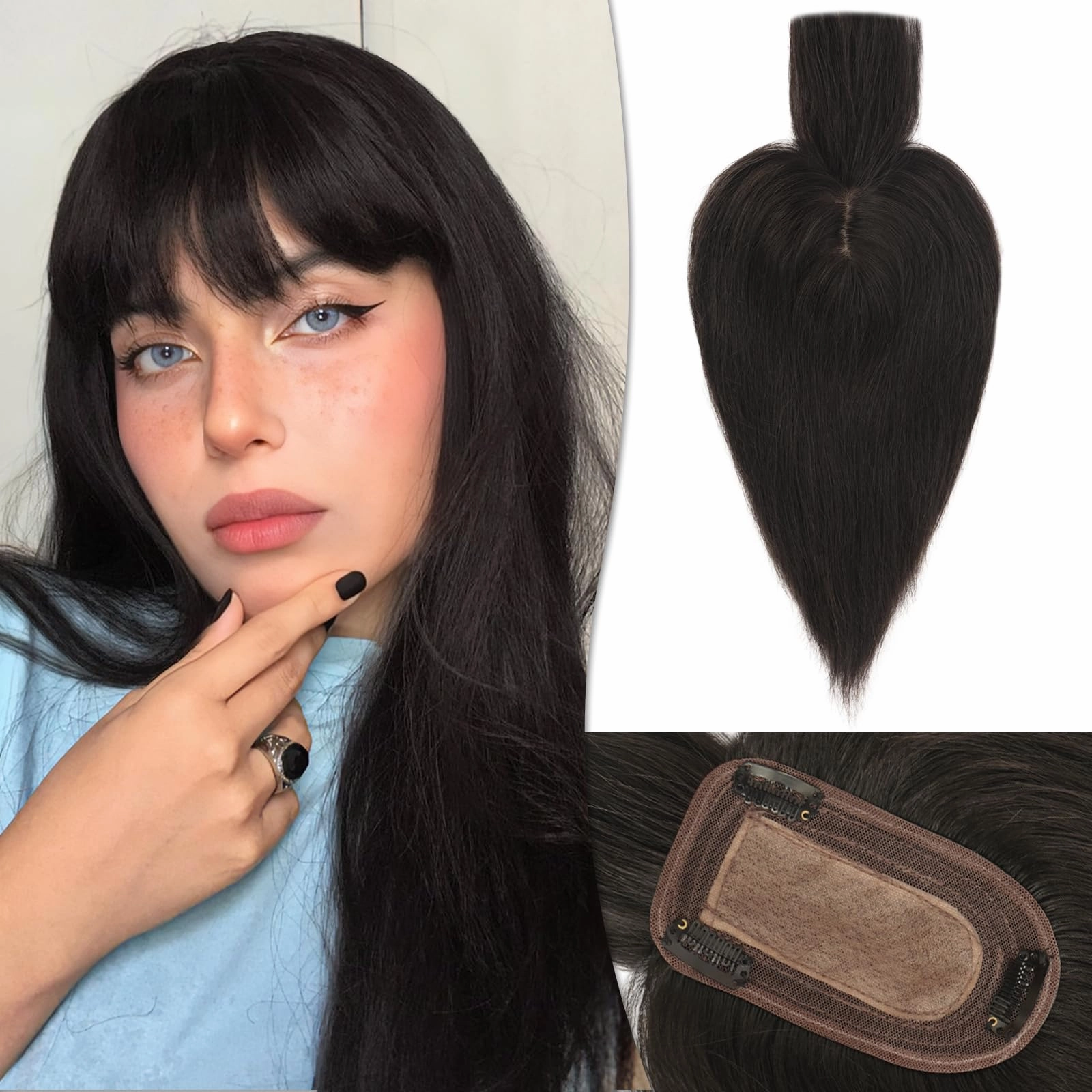 Human Hair Topper Crown Topper Hair Piece for Women 6X9 cm Base