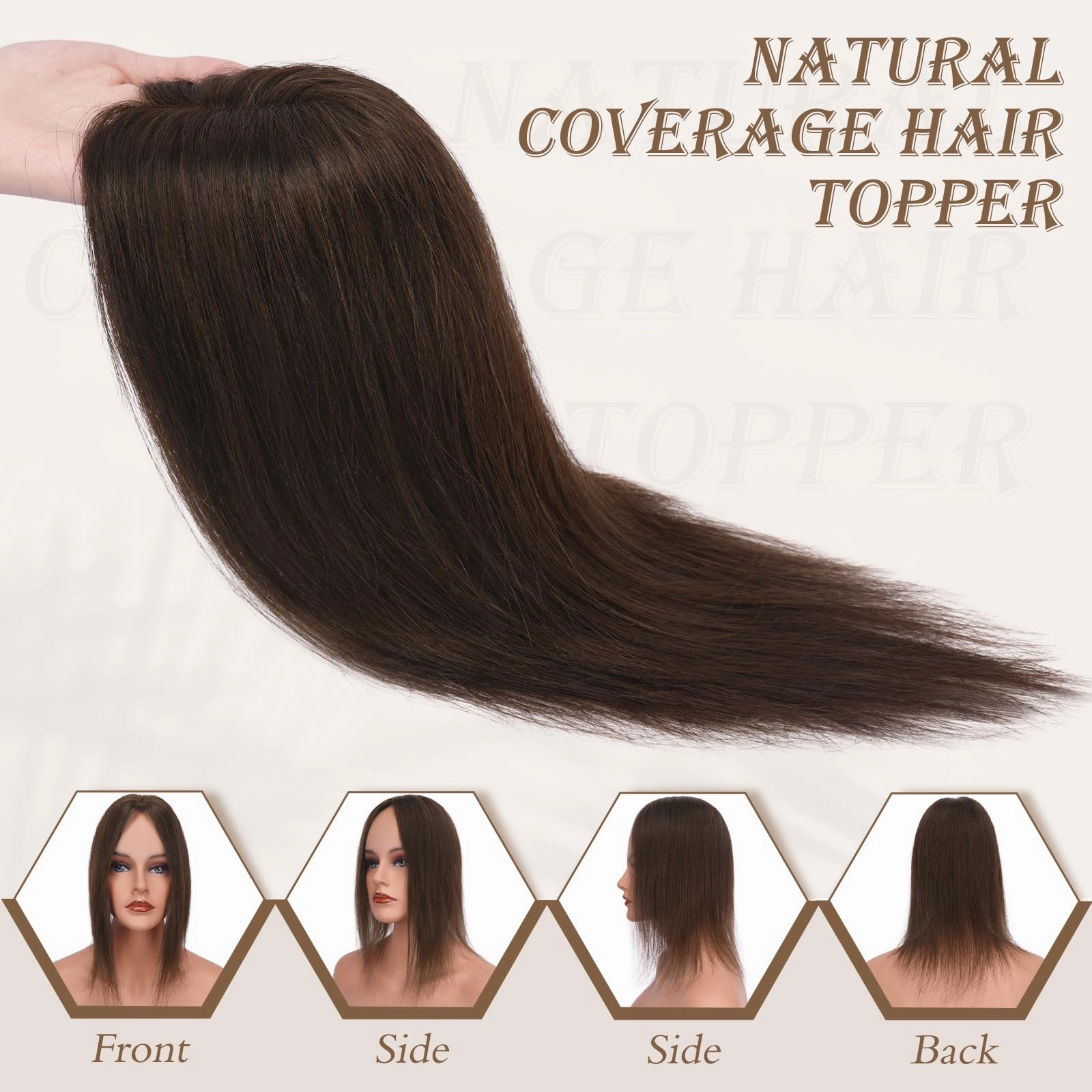 Human Hair Topper Crown Topper Hair Piece for Women 6X9 cm Base