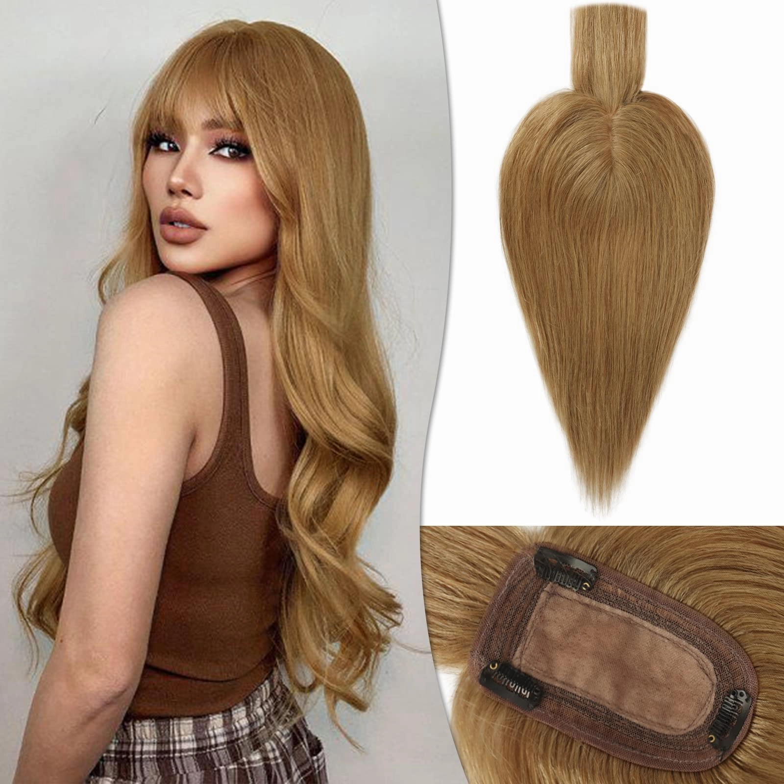 Human Hair Topper Crown Topper Hair Piece for Women 6X9 cm Base