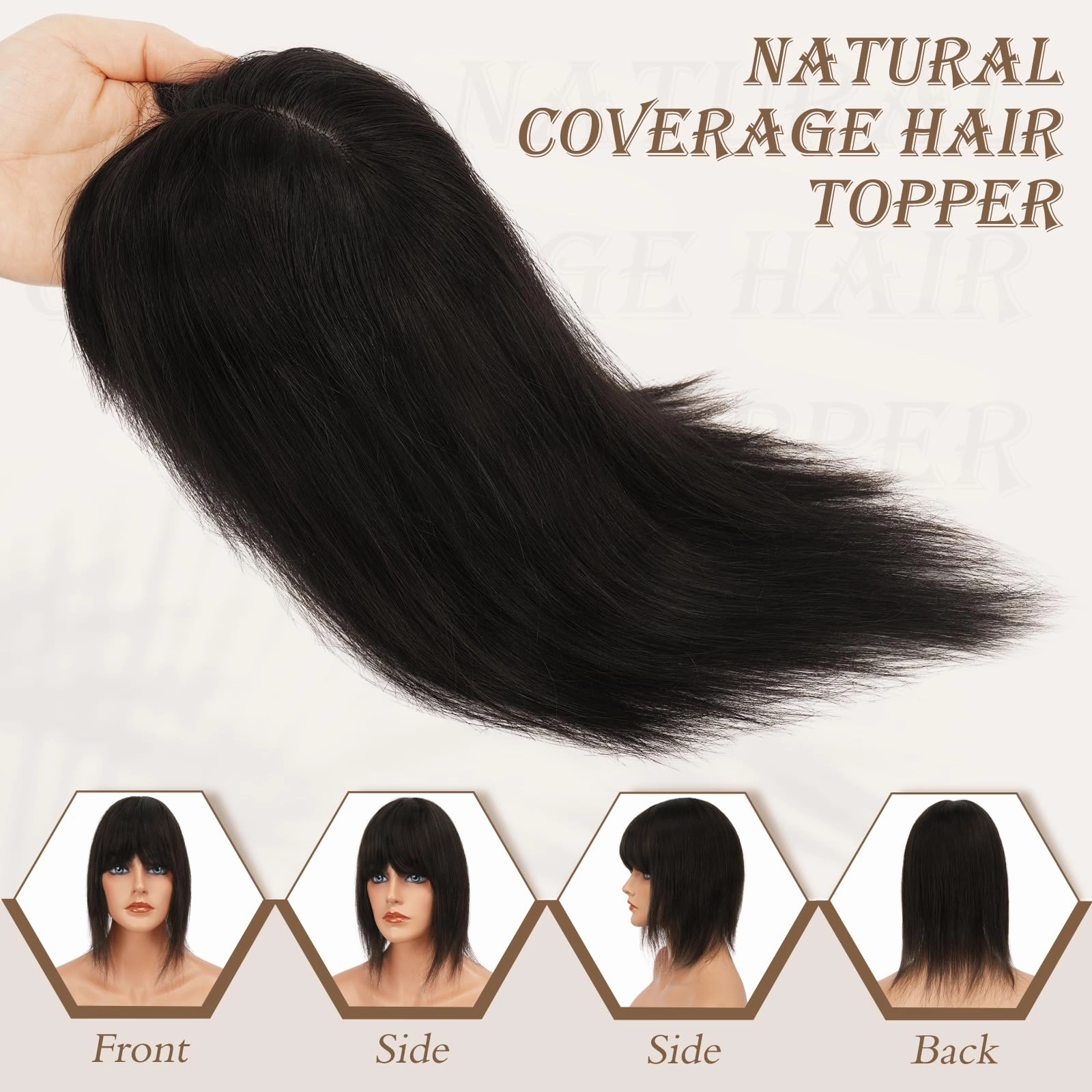 Human Hair Topper Crown Topper Hair Piece for Women 6X9 cm Base