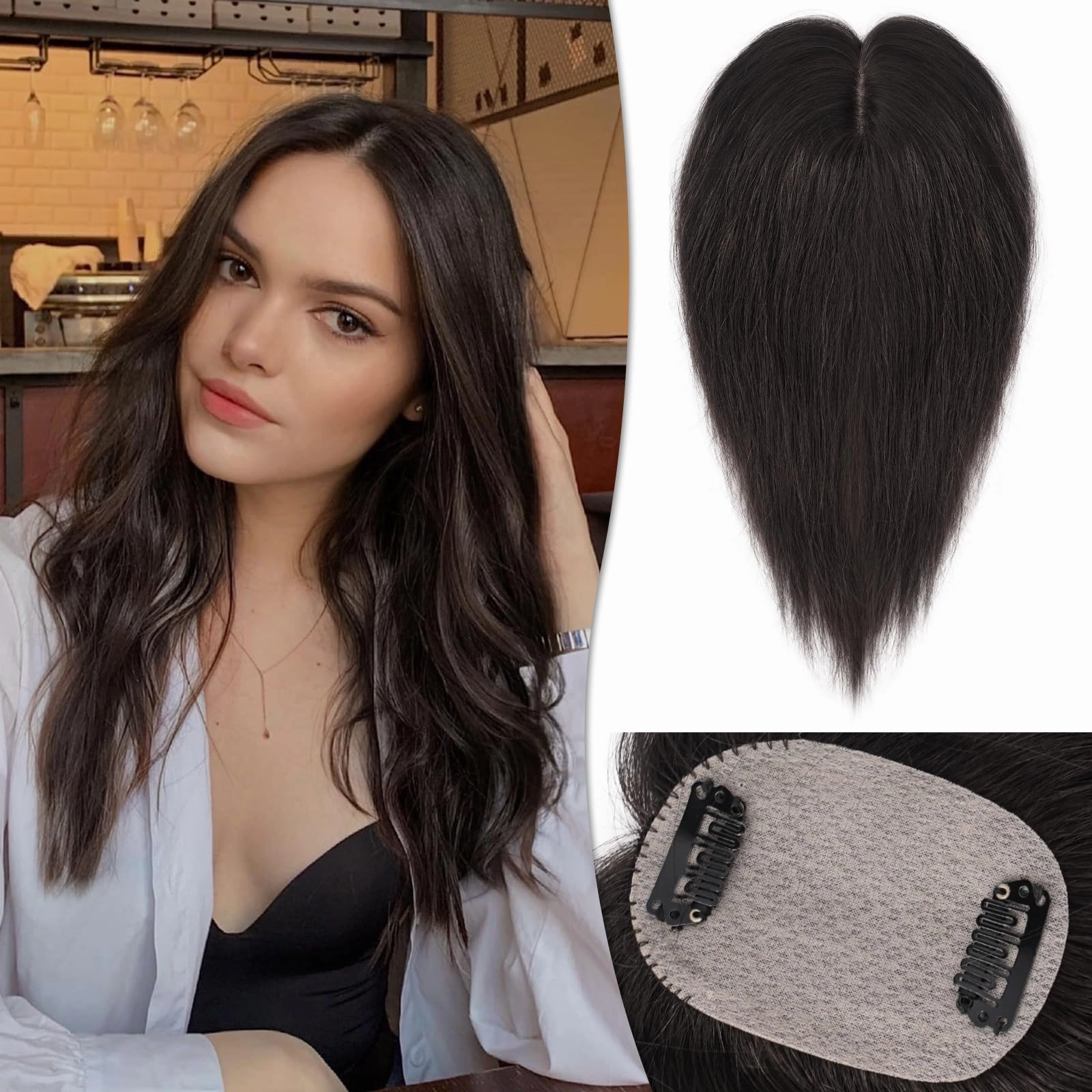 Human Hair Topper Crown Topper Hair Piece for Women 6X9 cm Base