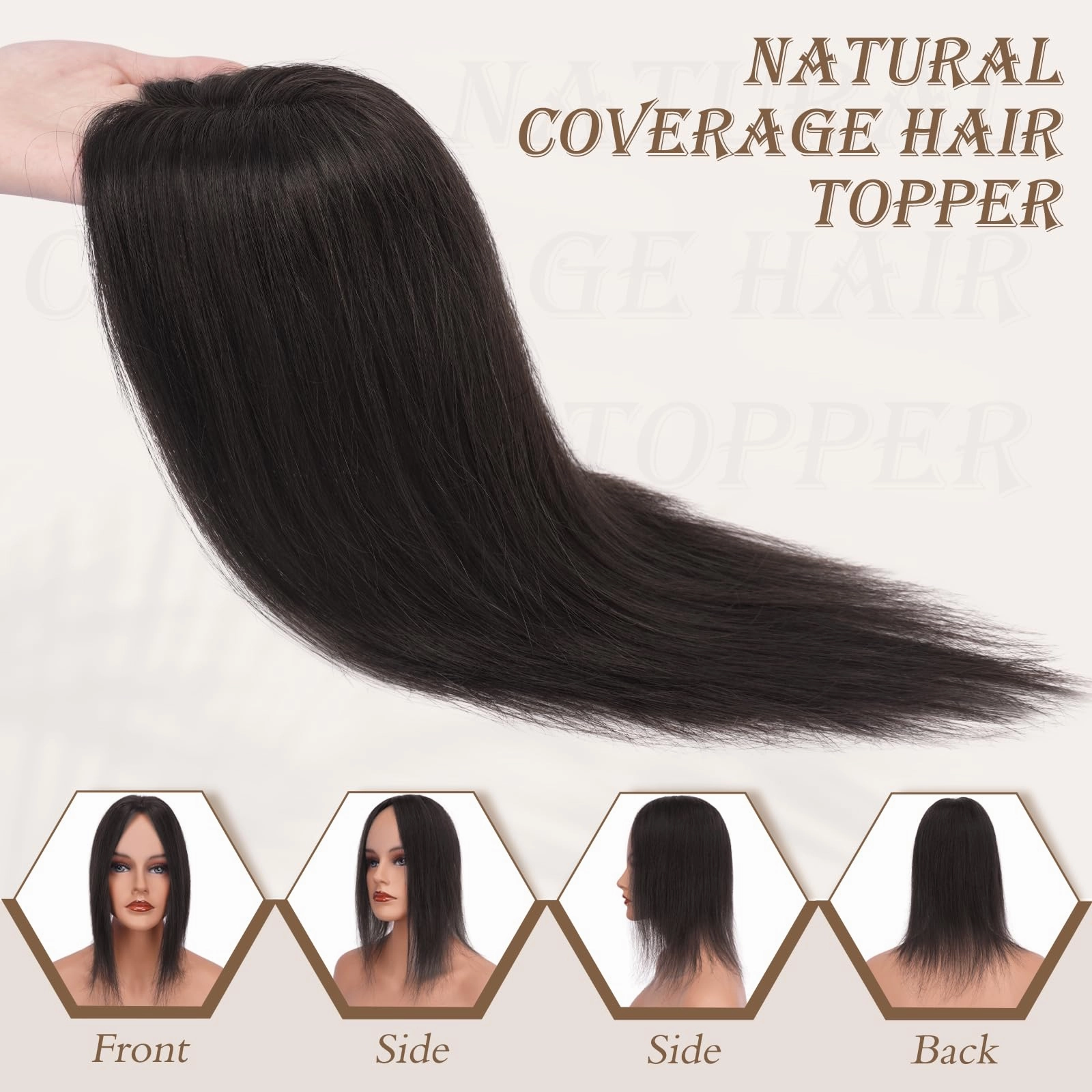 Human Hair Topper Crown Topper Hair Piece for Women 6X9 cm Base