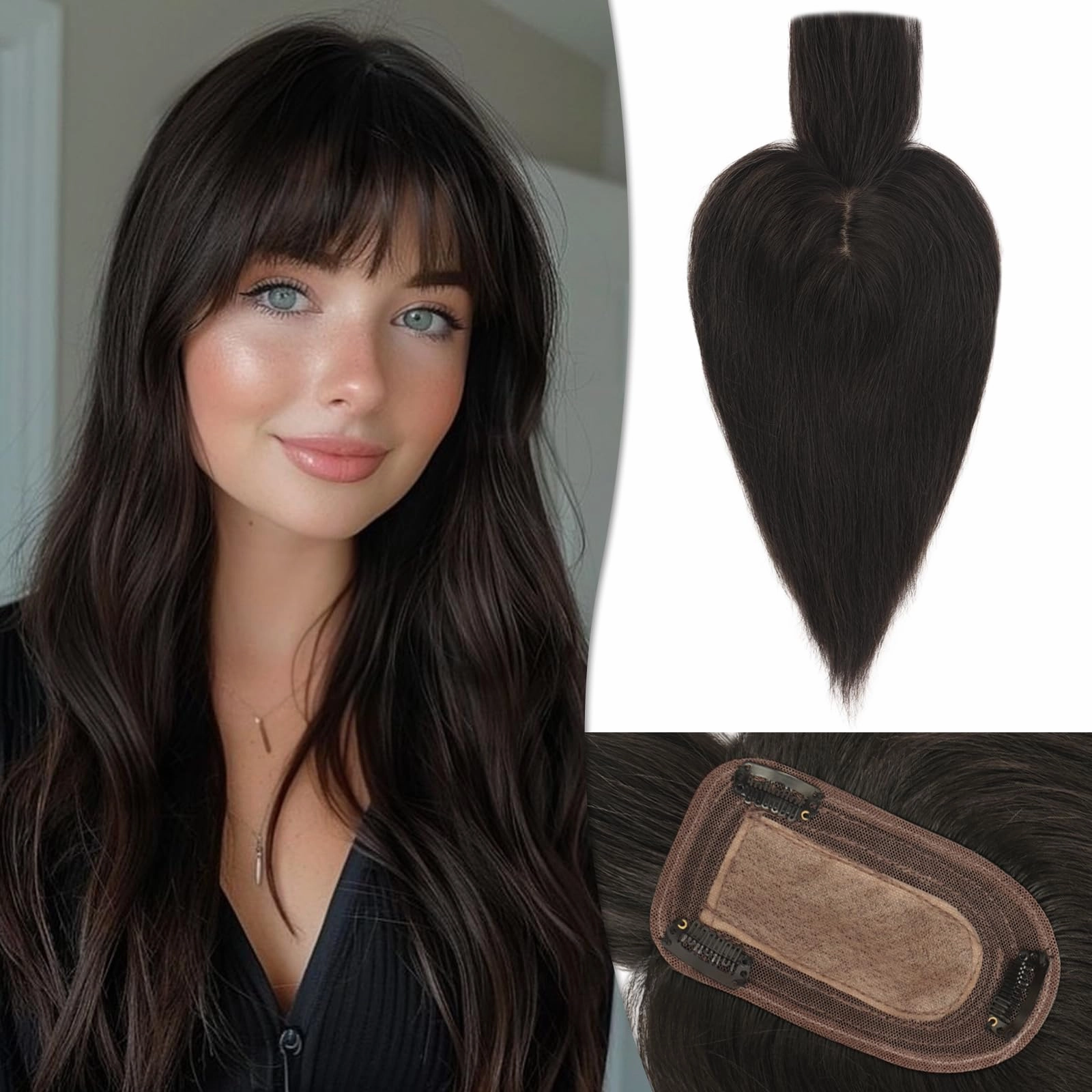 Human Hair Topper Crown Topper Hair Piece for Women 6X9 cm Base