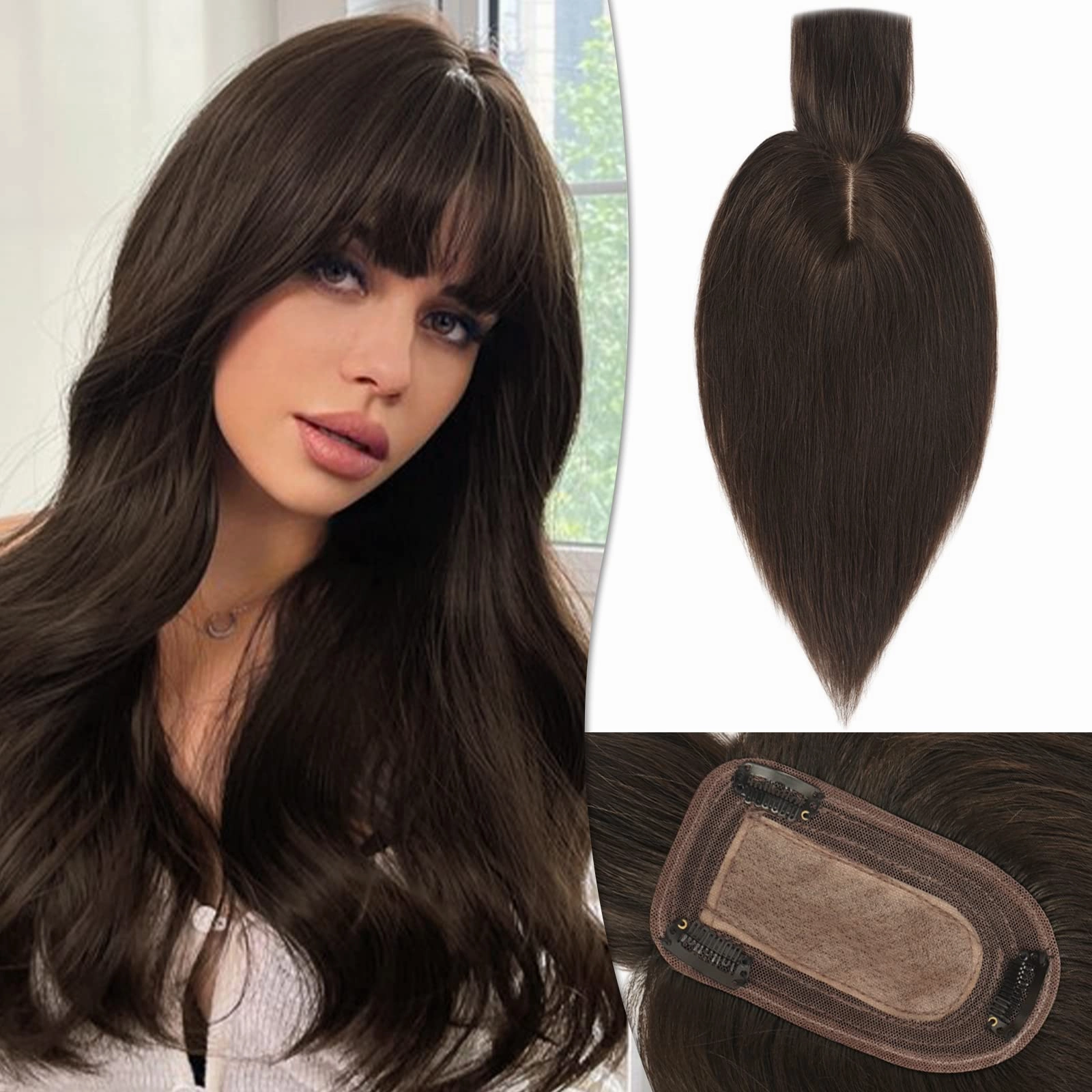 Human Hair Topper Crown Topper Hair Piece for Women 6X9 cm Base