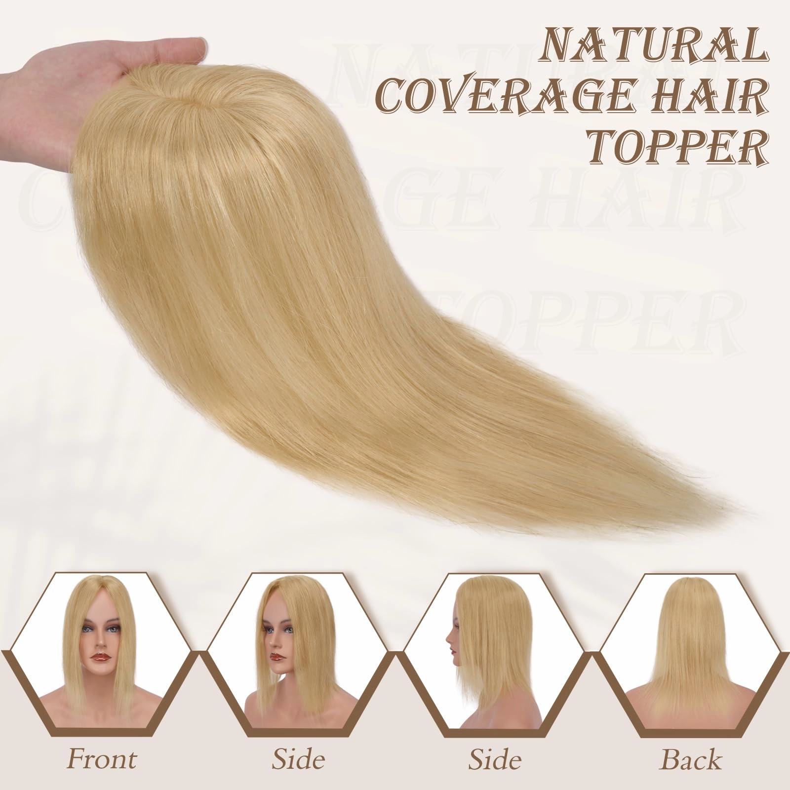 Human Hair Topper Crown Topper Hair Piece for Women 6X9 cm Base