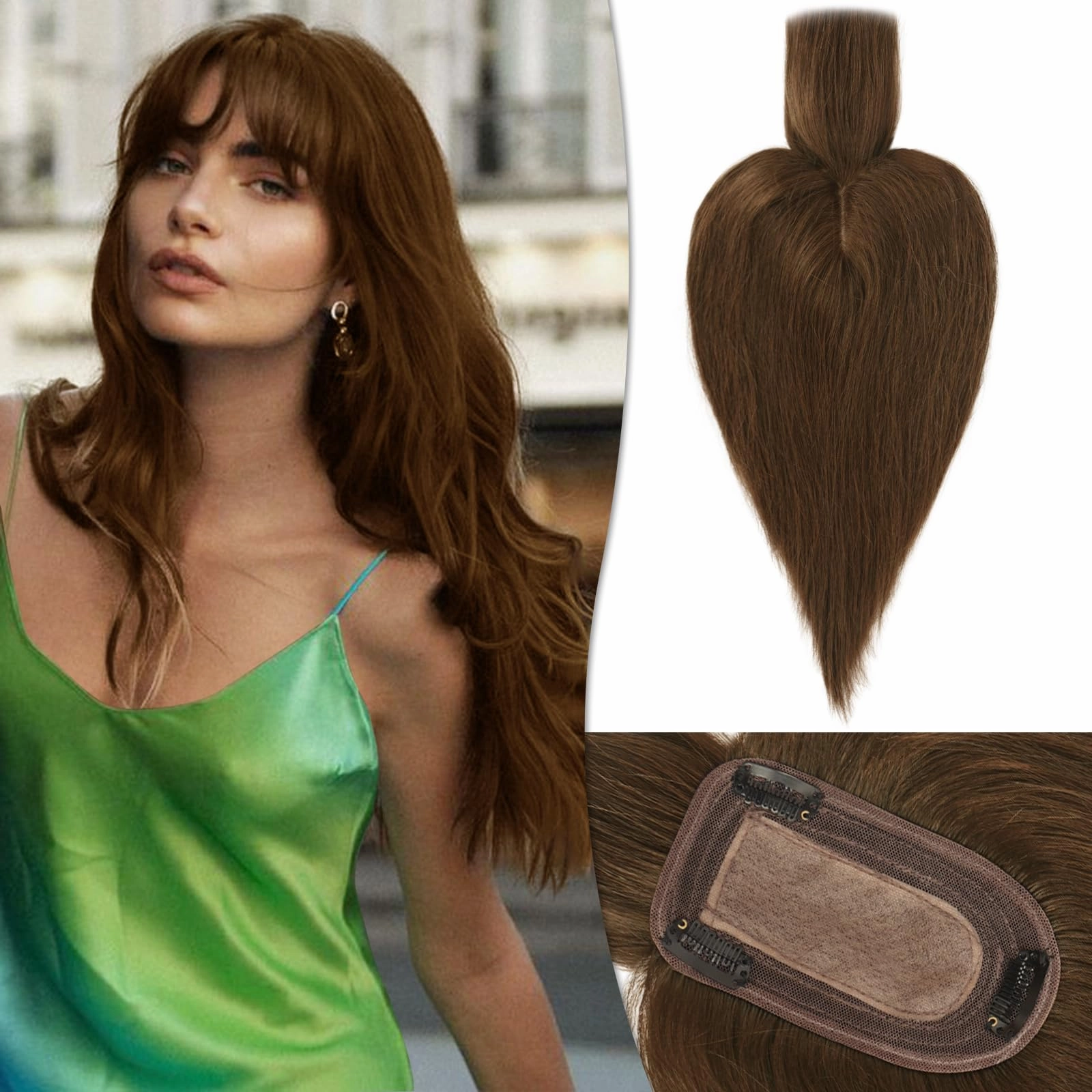 Human Hair Topper Crown Topper Hair Piece for Women 6X9 cm Base