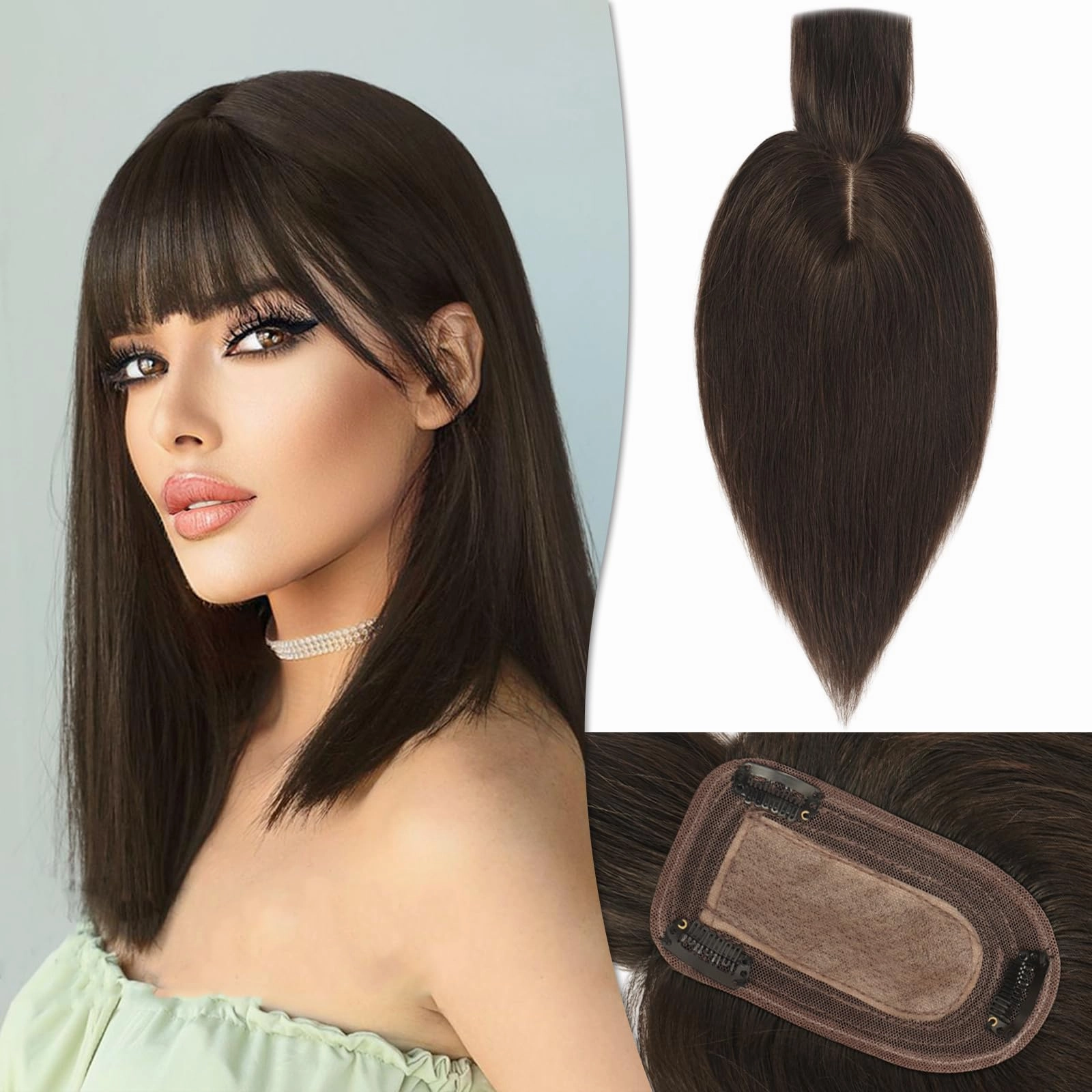 Human Hair Topper Crown Topper Hair Piece for Women 6X9 cm Base