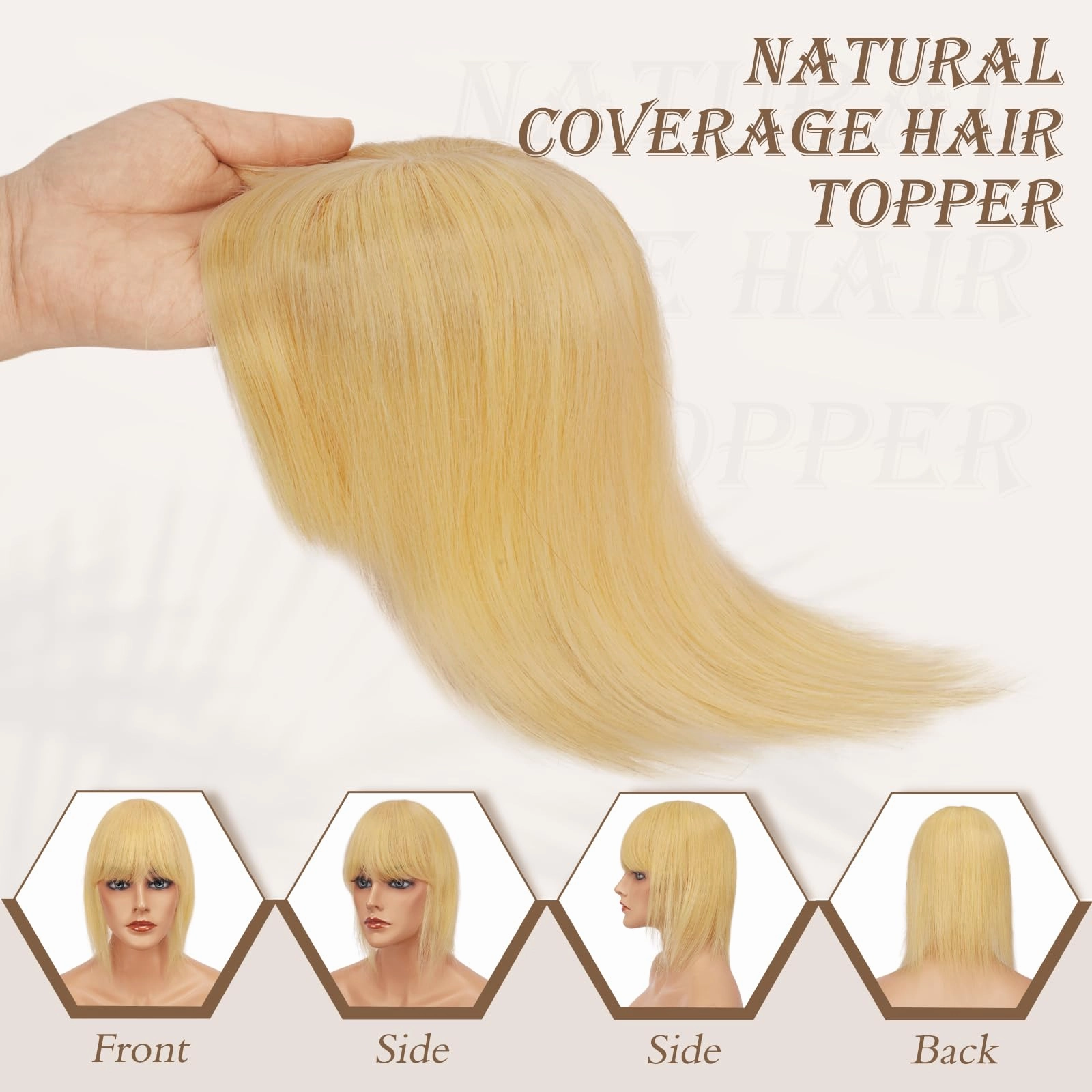 Human Hair Topper Crown Topper Hair Piece for Women 6X9 cm Base