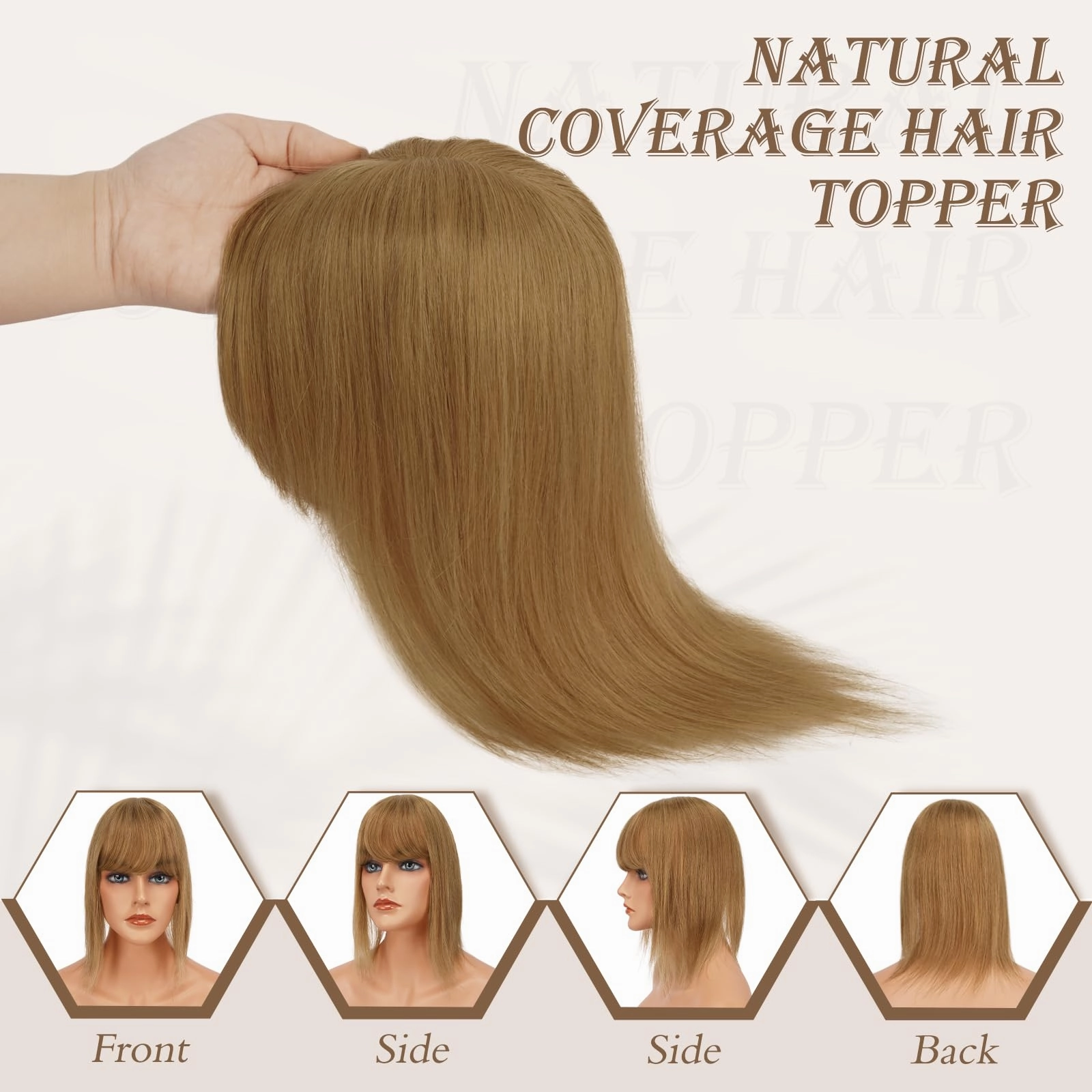 Human Hair Topper Crown Topper Hair Piece for Women 6X9 cm Base