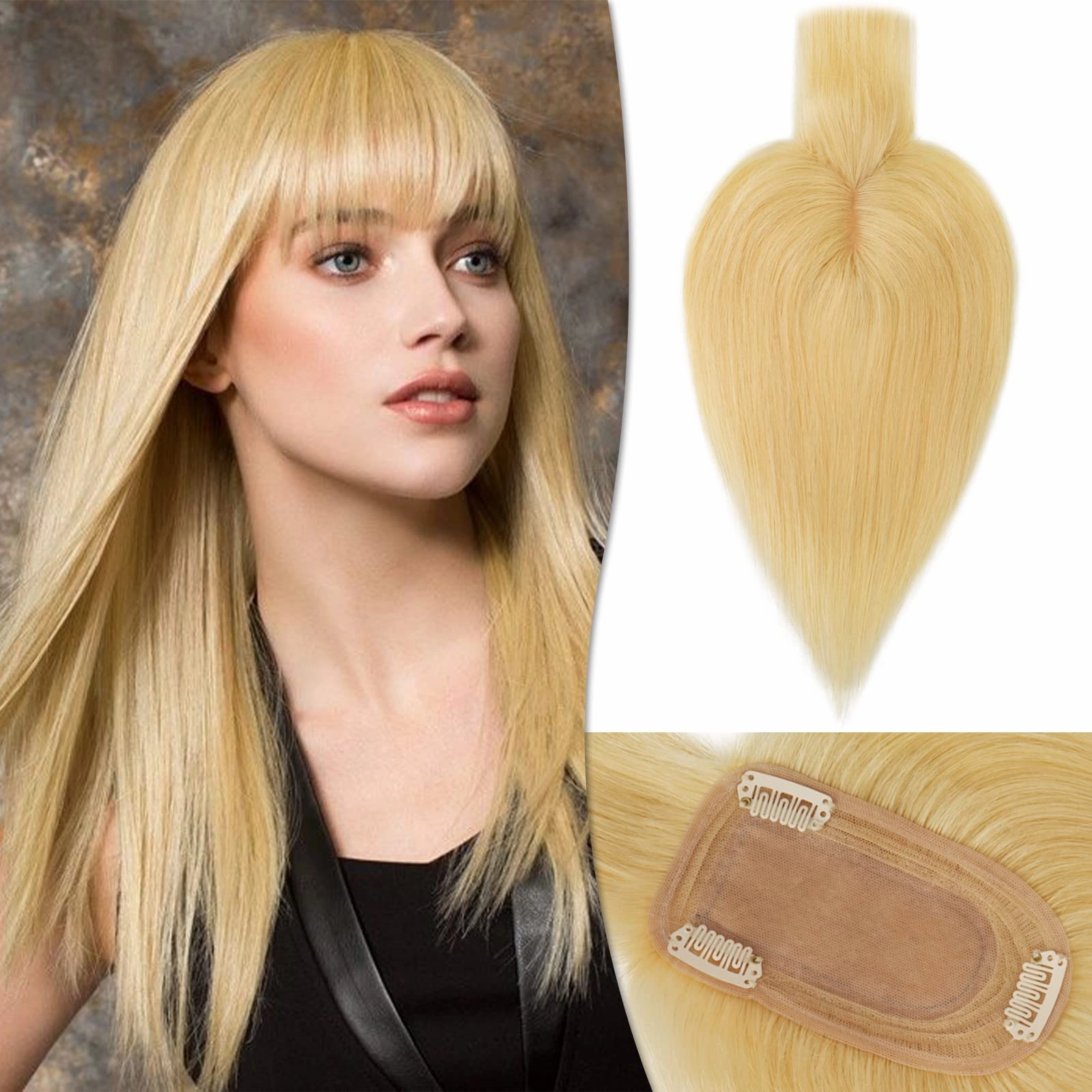 Human Hair Topper Crown Topper Hair Piece for Women 6X9 cm Base