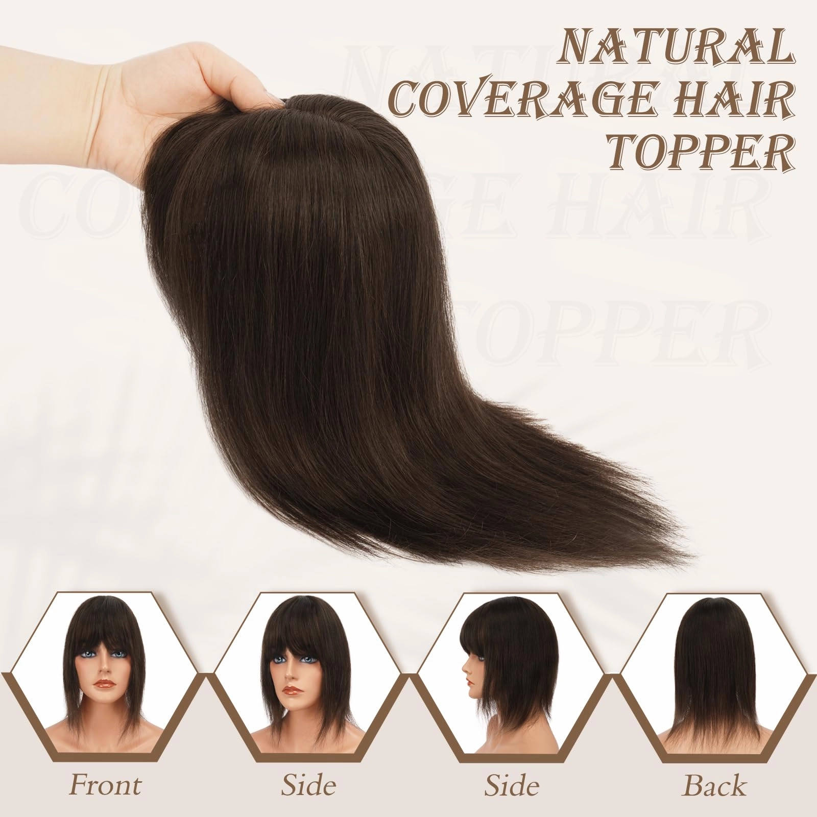 Human Hair Topper Crown Topper Hair Piece for Women 6X9 cm Base