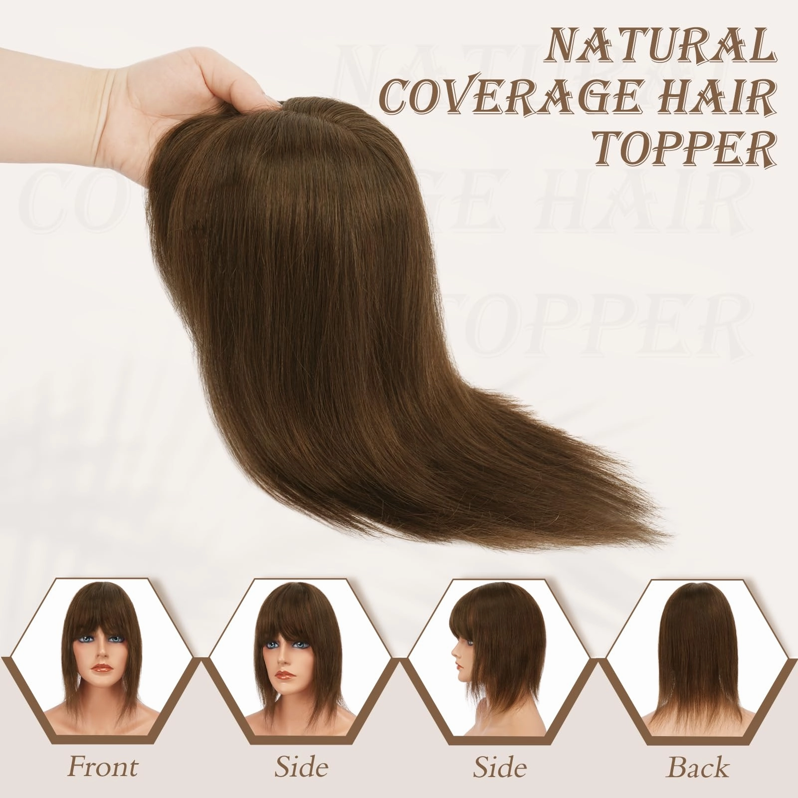 Human Hair Topper Crown Topper Hair Piece for Women 6X9 cm Base