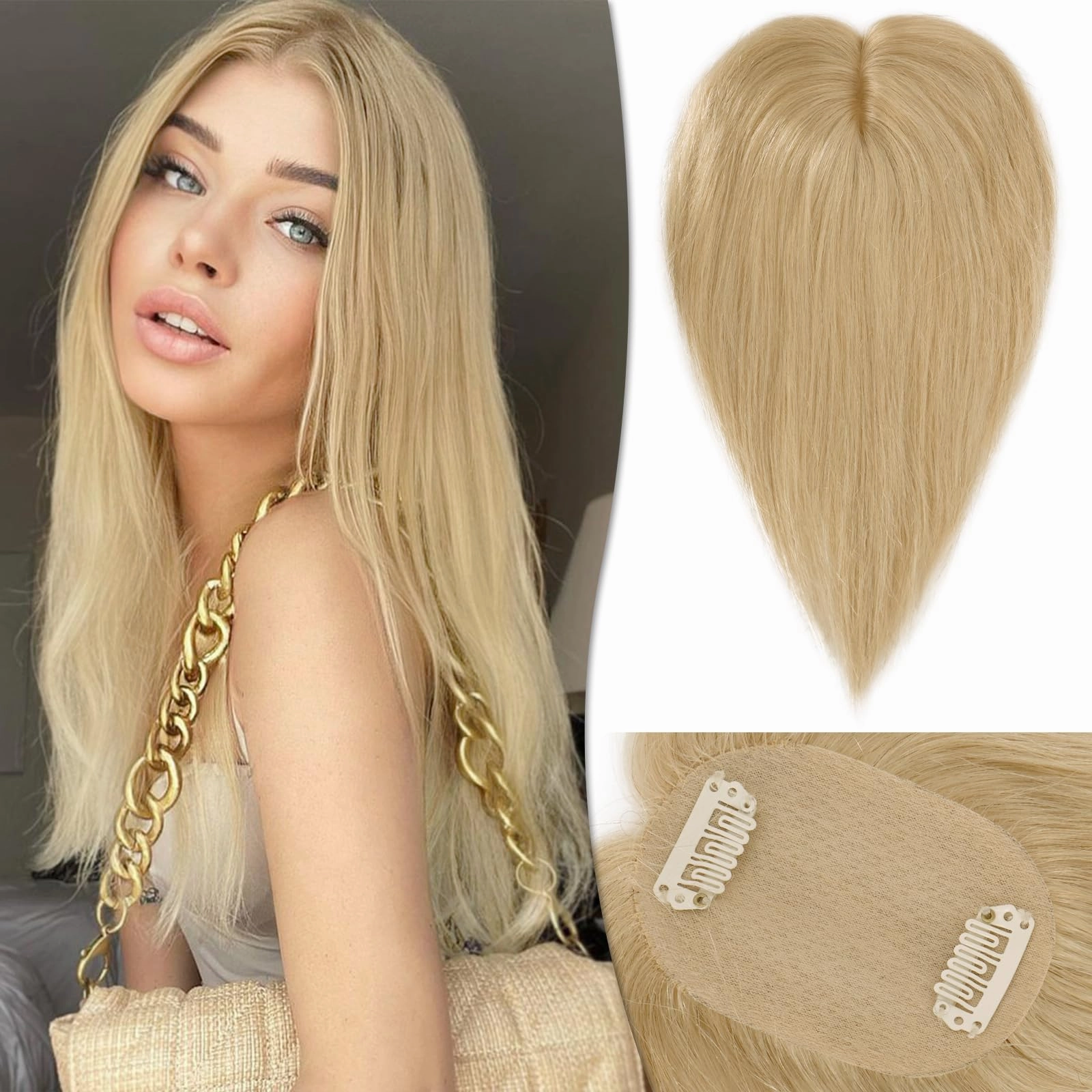 Human Hair Topper Crown Topper Hair Piece for Women 6X9 cm Base