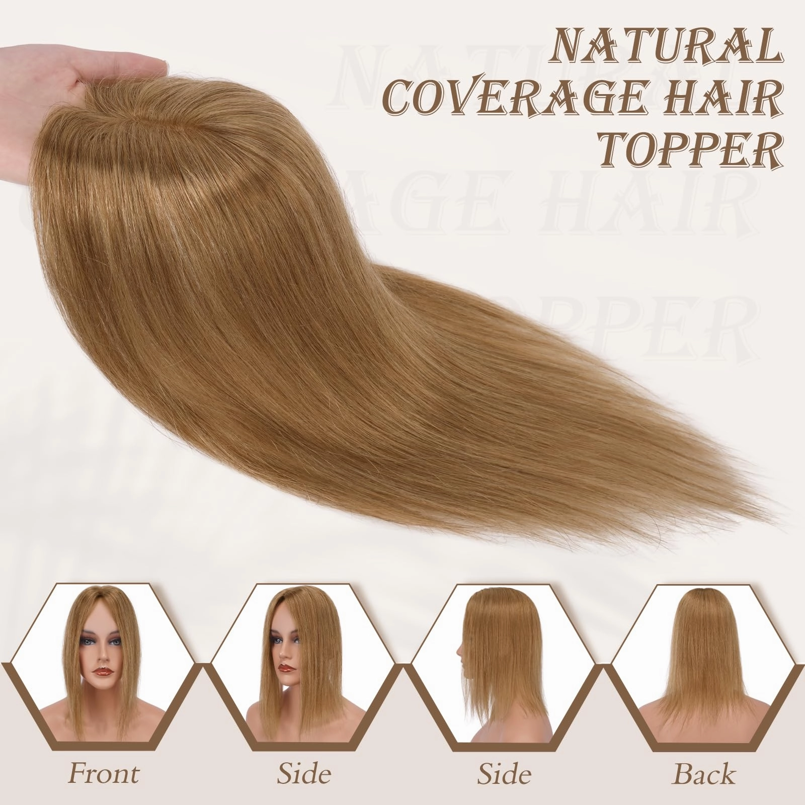 Human Hair Topper Crown Topper Hair Piece for Women 6X9 cm Base