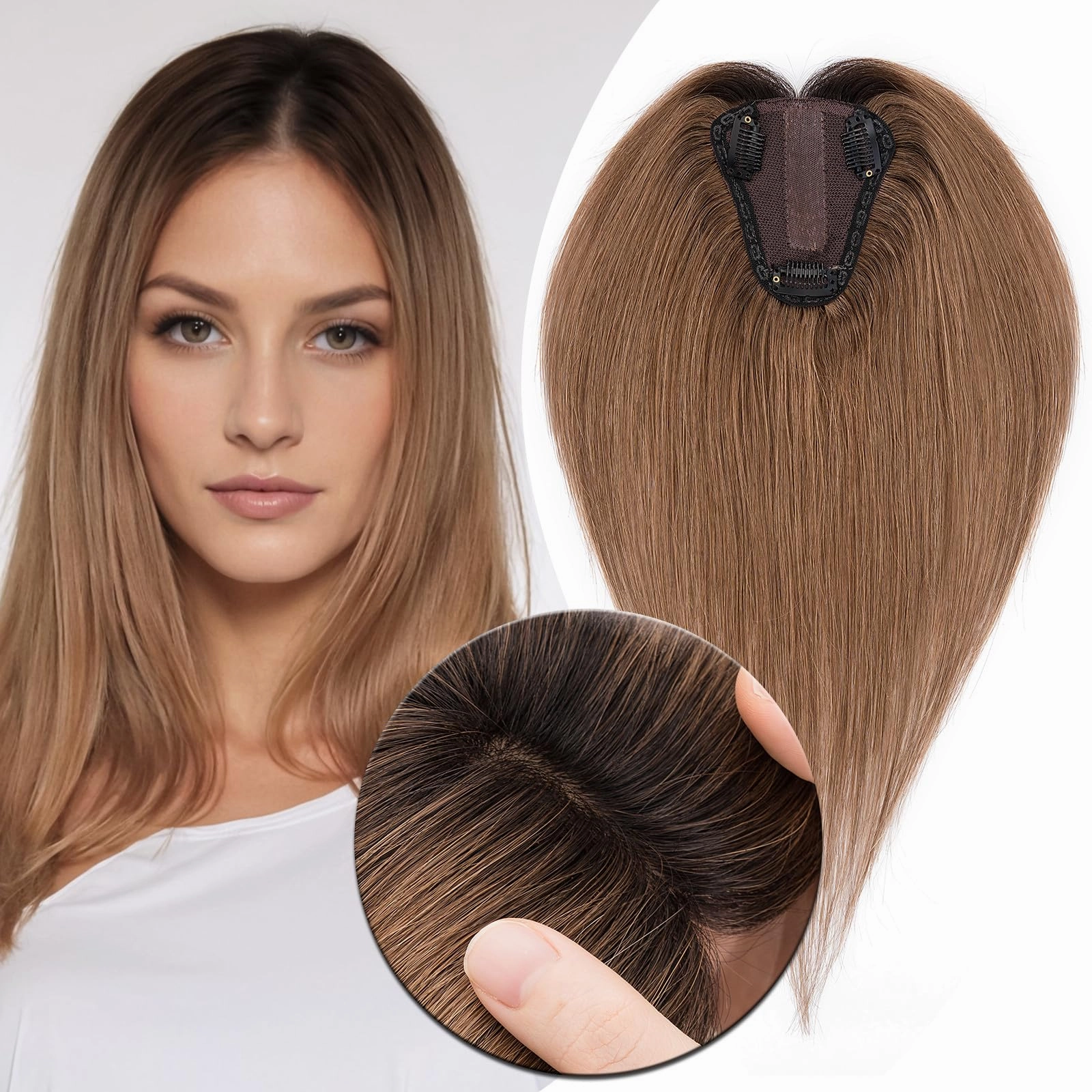 Human Hair Womens Topper for Thinning Hair Loss 8  x 10 cm