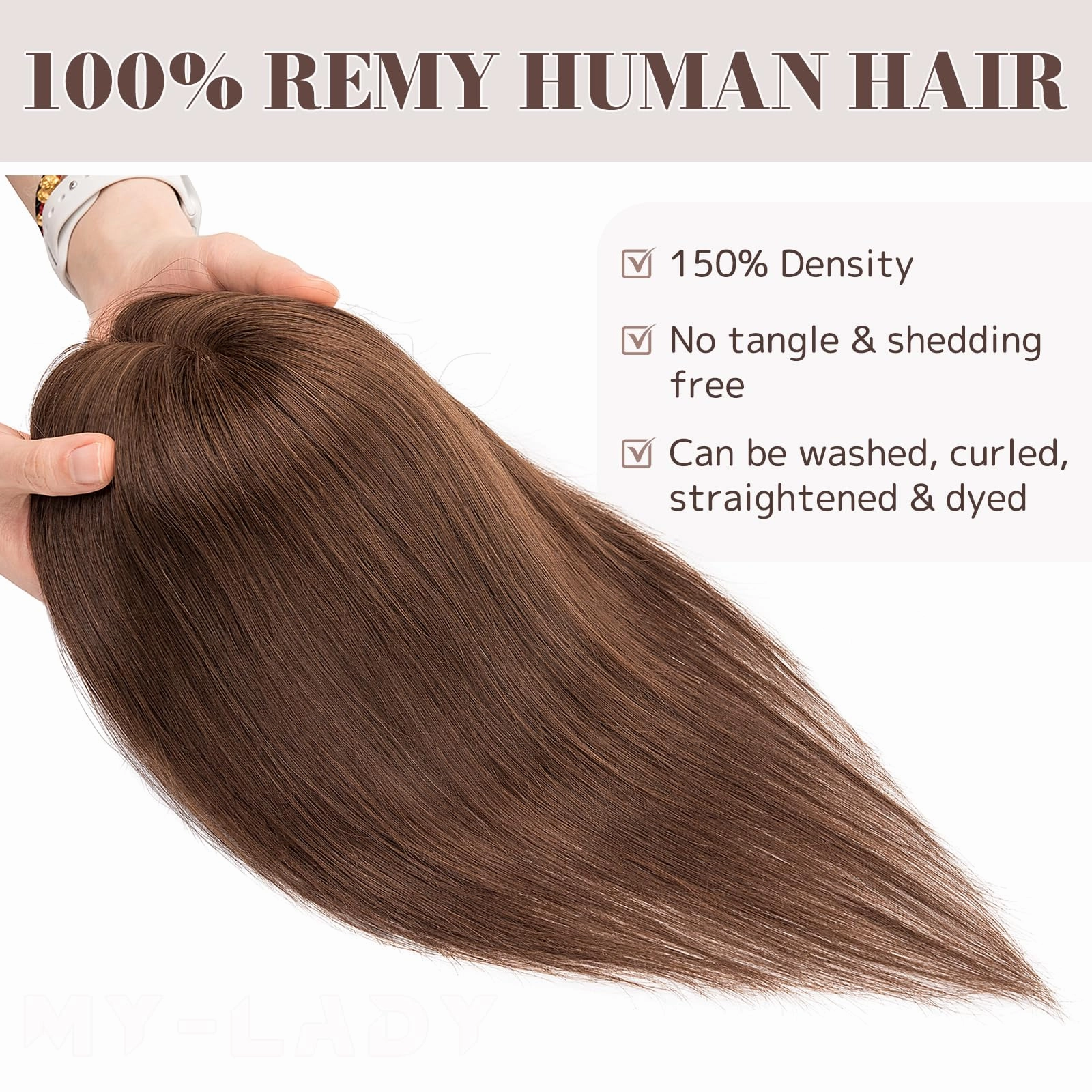 Human Hair Womens Topper for Thinning Hair Loss 8  x 10 cm