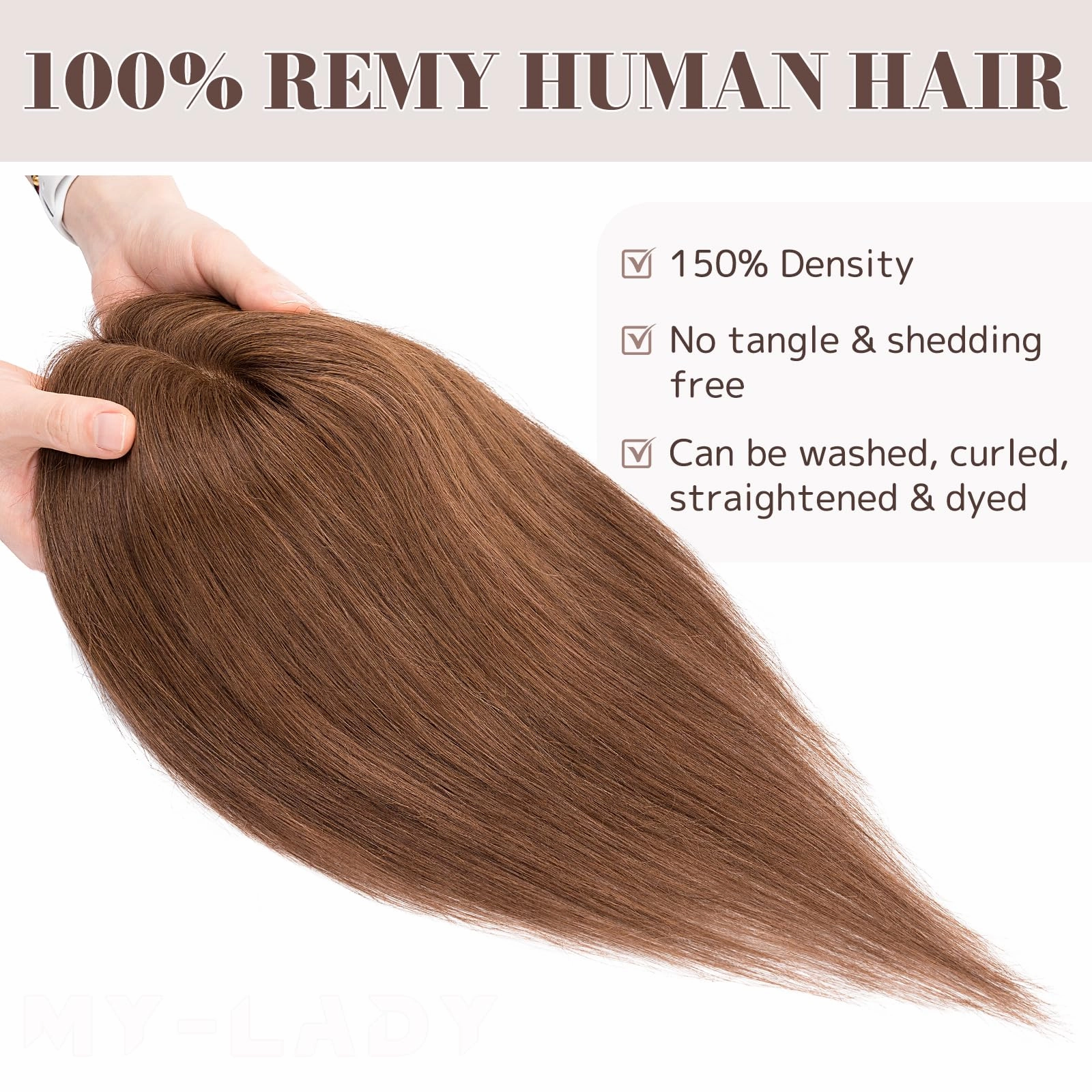 Human Hair Womens Topper for Thinning Hair Loss 8  x 10 cm
