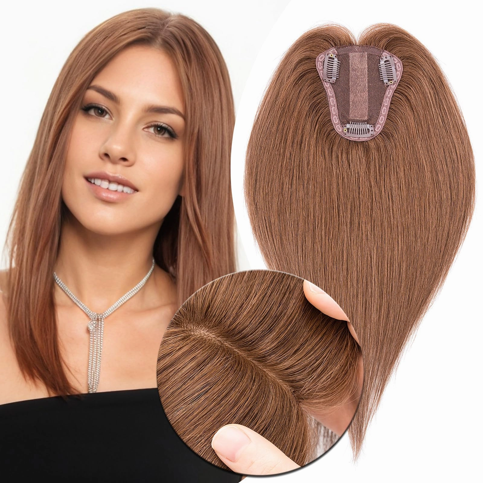 Human Hair Womens Topper for Thinning Hair Loss 8  x 10 cm