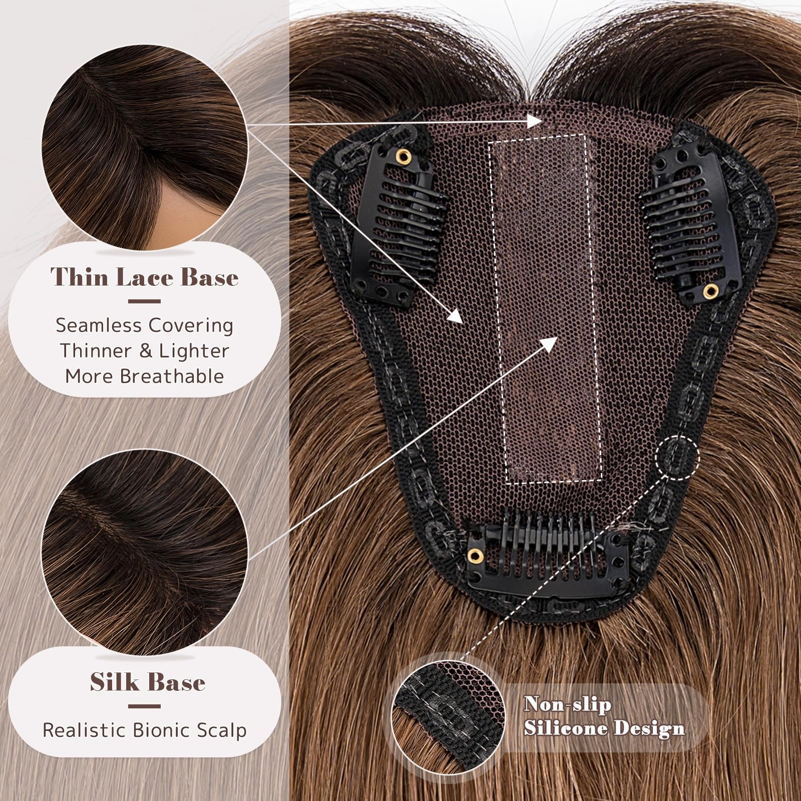 Human Hair Womens Topper for Thinning Hair Loss 8  x 10 cm