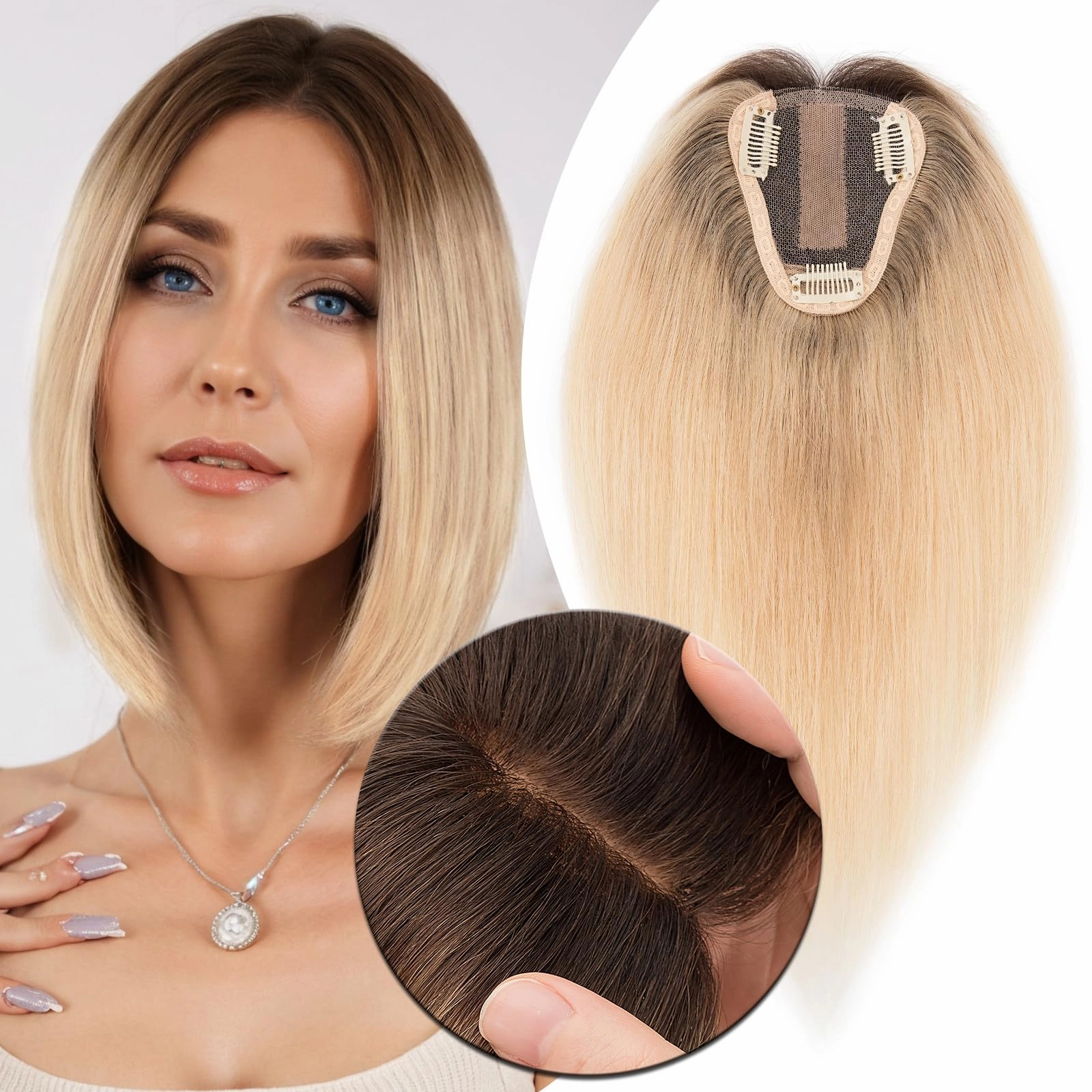 Human Hair Womens Topper for Thinning Hair Loss 8  x 10 cm