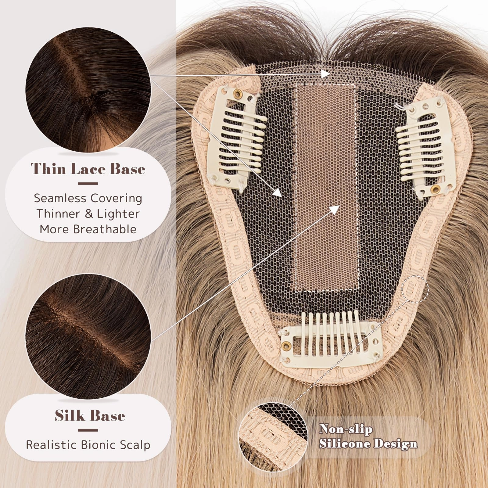 Human Hair Womens Topper for Thinning Hair Loss 8  x 10 cm