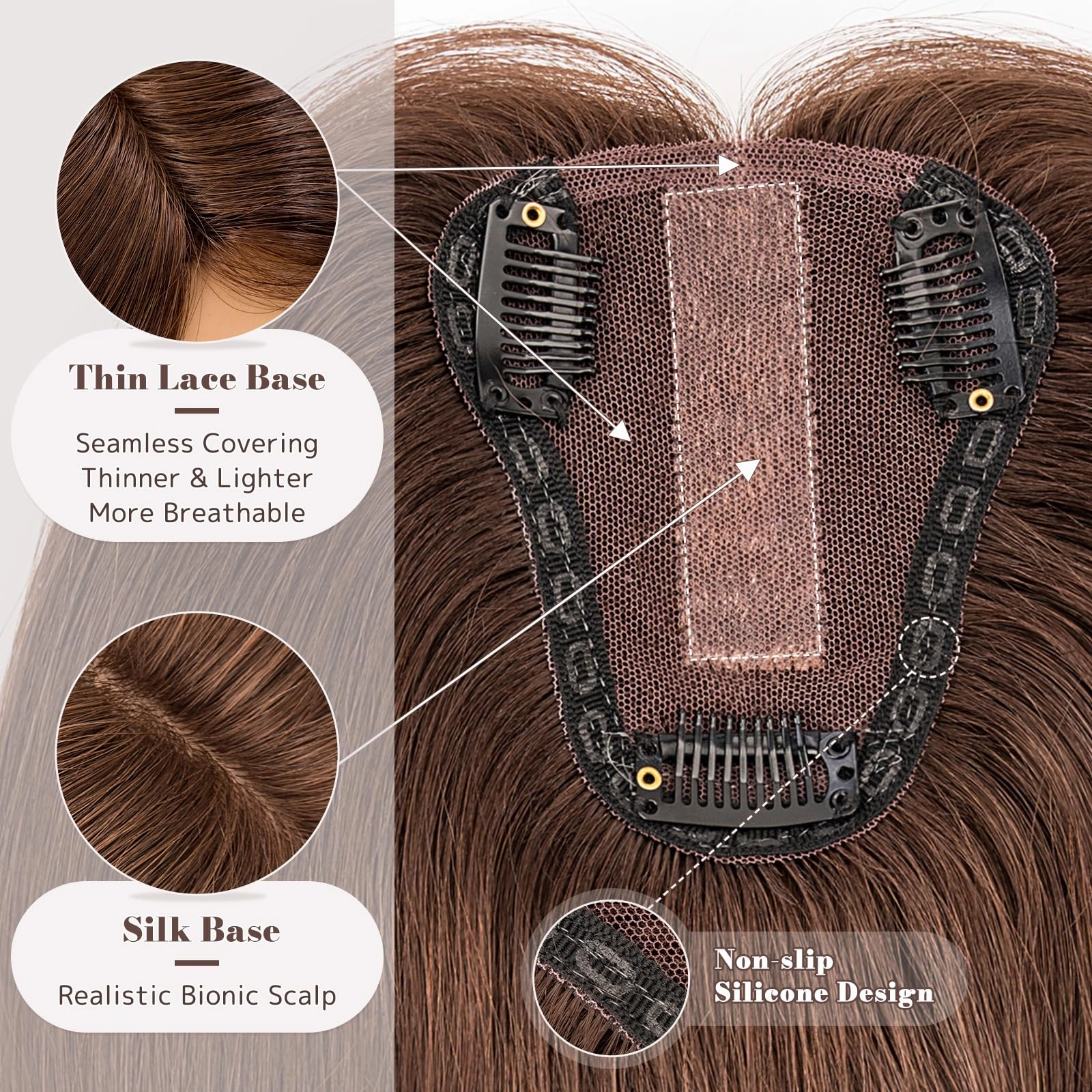 Human Hair Womens Topper for Thinning Hair Loss 8  x 10 cm
