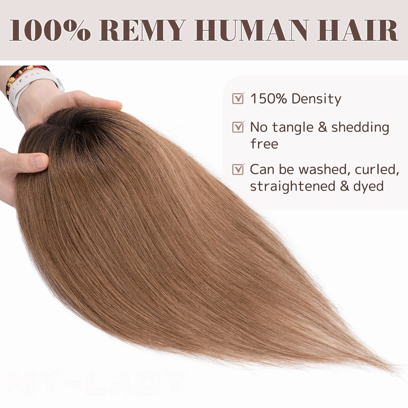 Human Hair Womens Topper for Thinning Hair Loss 8  x 10 cm