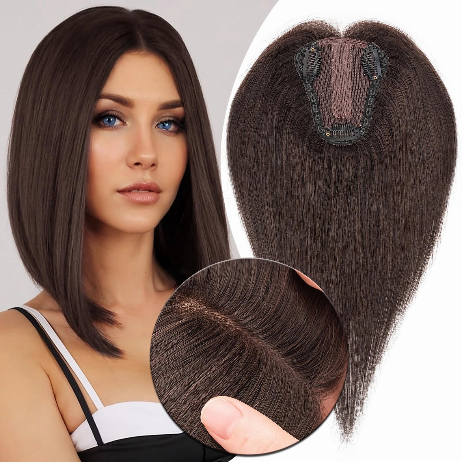 Human Hair Womens Topper for Thinning Hair Loss 8  x 10 cm