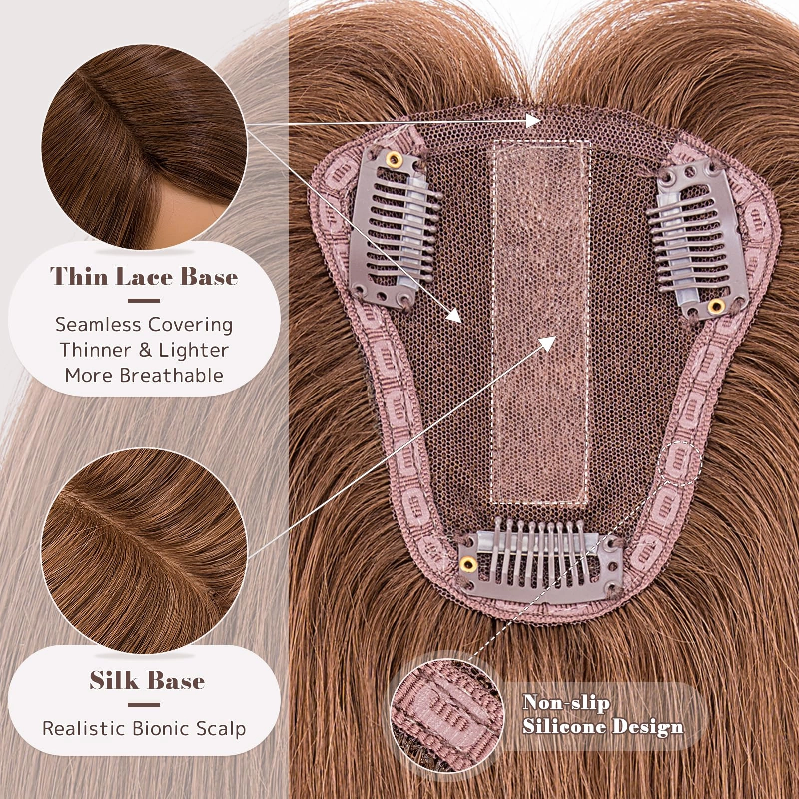 Human Hair Womens Topper for Thinning Hair Loss 8  x 10 cm