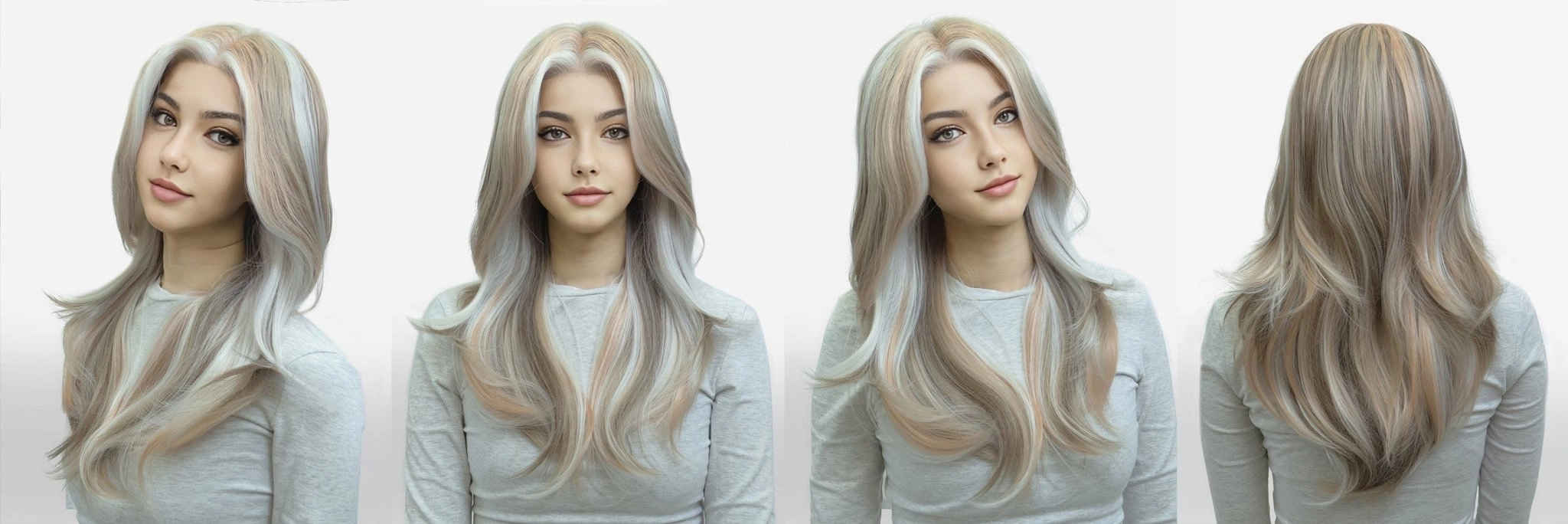 IMstyle Aria calico style grey beige blonde layer cut T-part lace front Glueless wigs TK126-2479