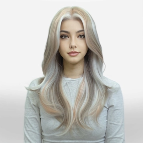 IMstyle Aria calico style grey beige blonde layer cut T-part lace front Glueless wigs TK126-2479