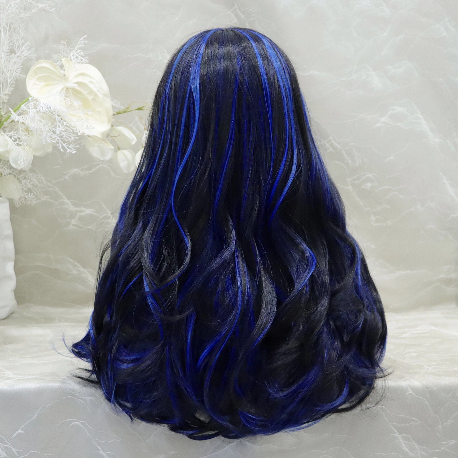 IMstyle Black with Blue Money Piece 13*3 lace wig shoulder lenth S-W190-1BHBLUe