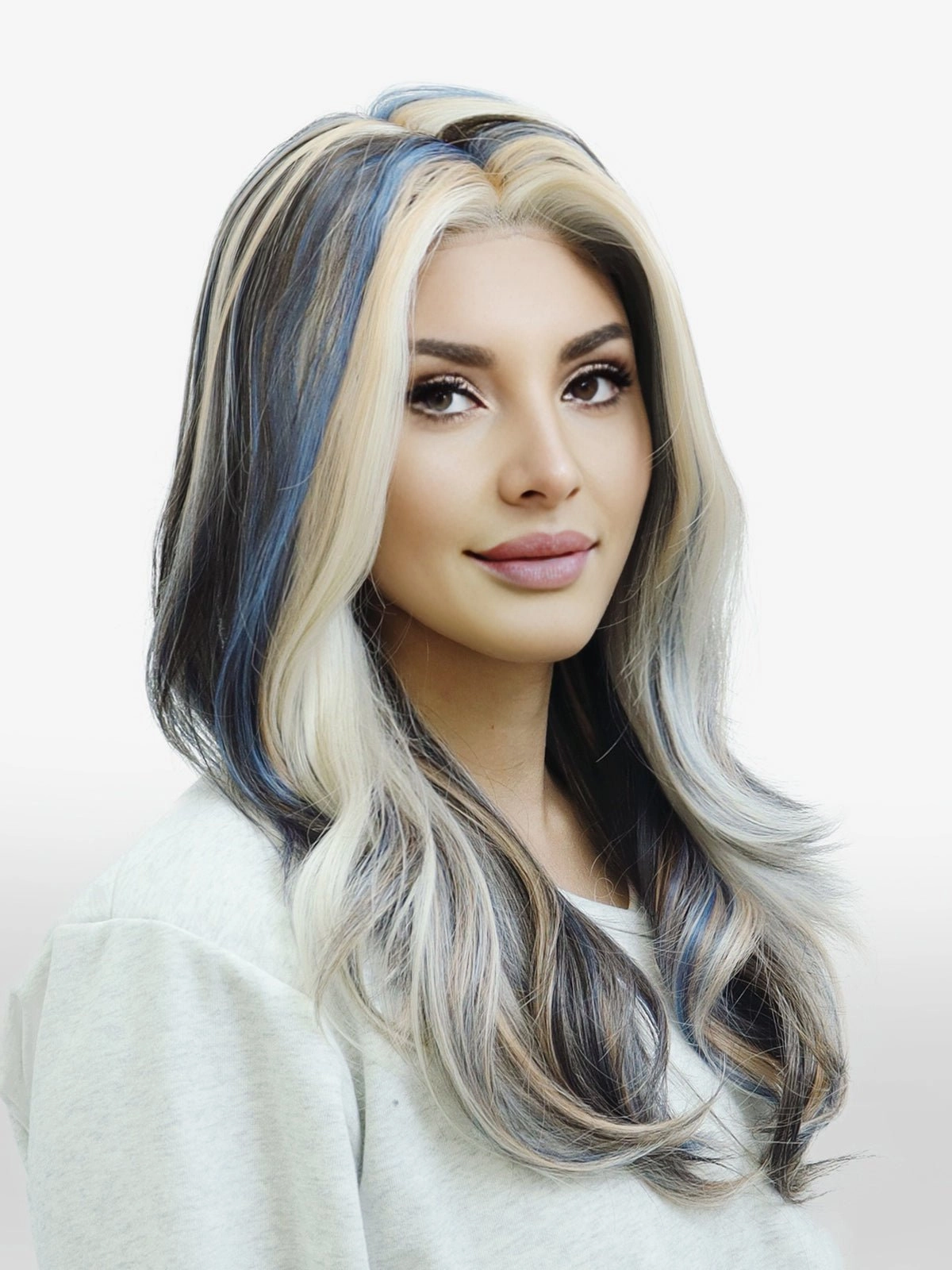 IMstyle Bluejeans Layer cut T part Lace Front Deep Blue and Blonde -TK126-2478