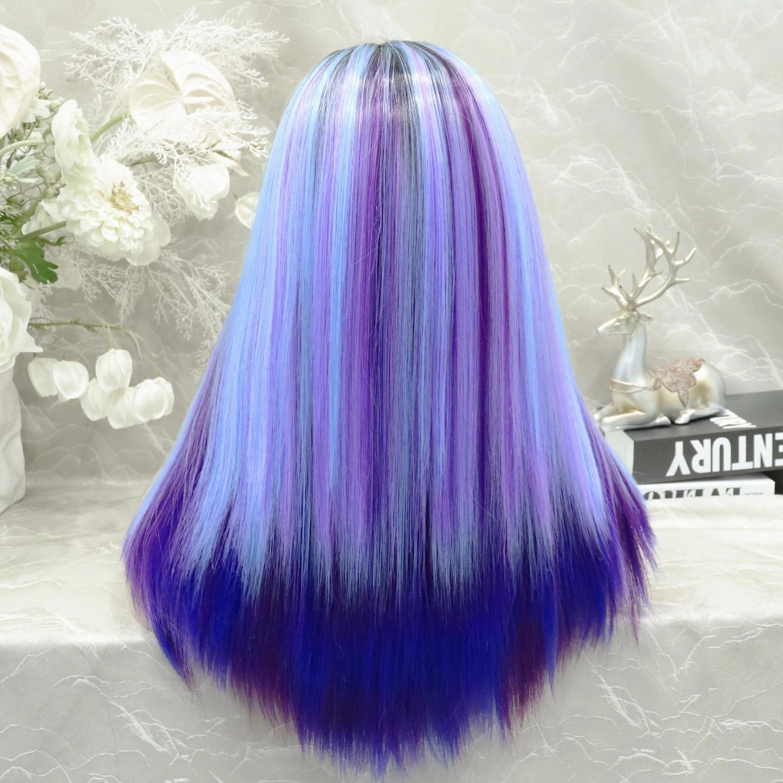 IMstyle Blush purple&pink&navy blue&aqua blue straight with 22 inches 13*3 free parting lace front synthetic wigs heat friendly SH-blush-13*3U