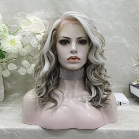 imstyle-Brenda-blonde and grey color no parting 20 inches with curly lace front wig