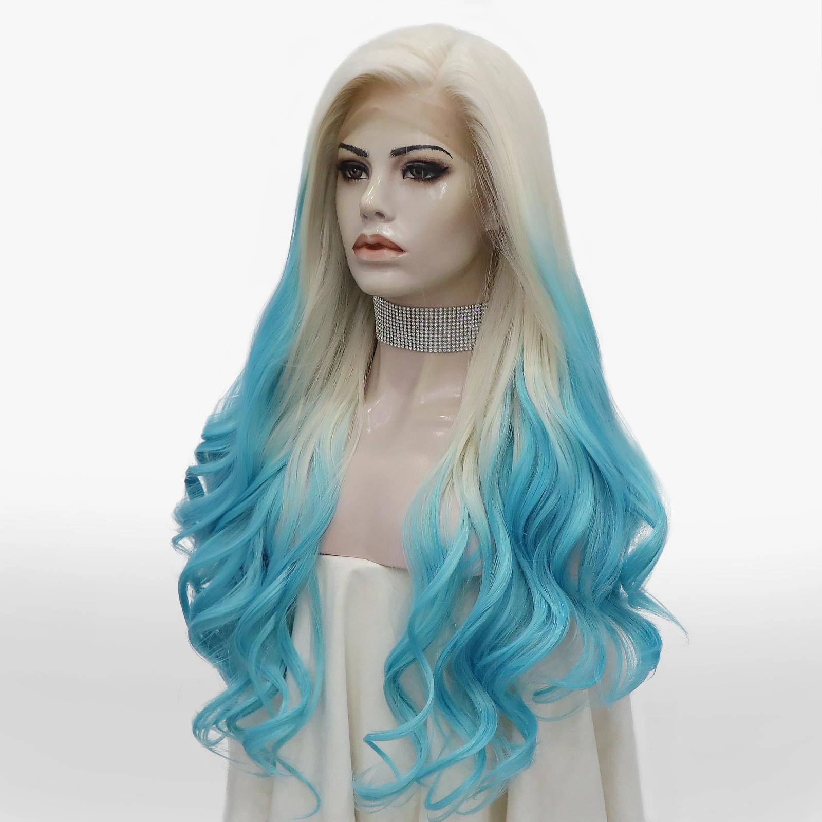 IMstyle Elsa White Blue lace Front Curly wig 13*3 party Holloween wig W207-ELSA(133)