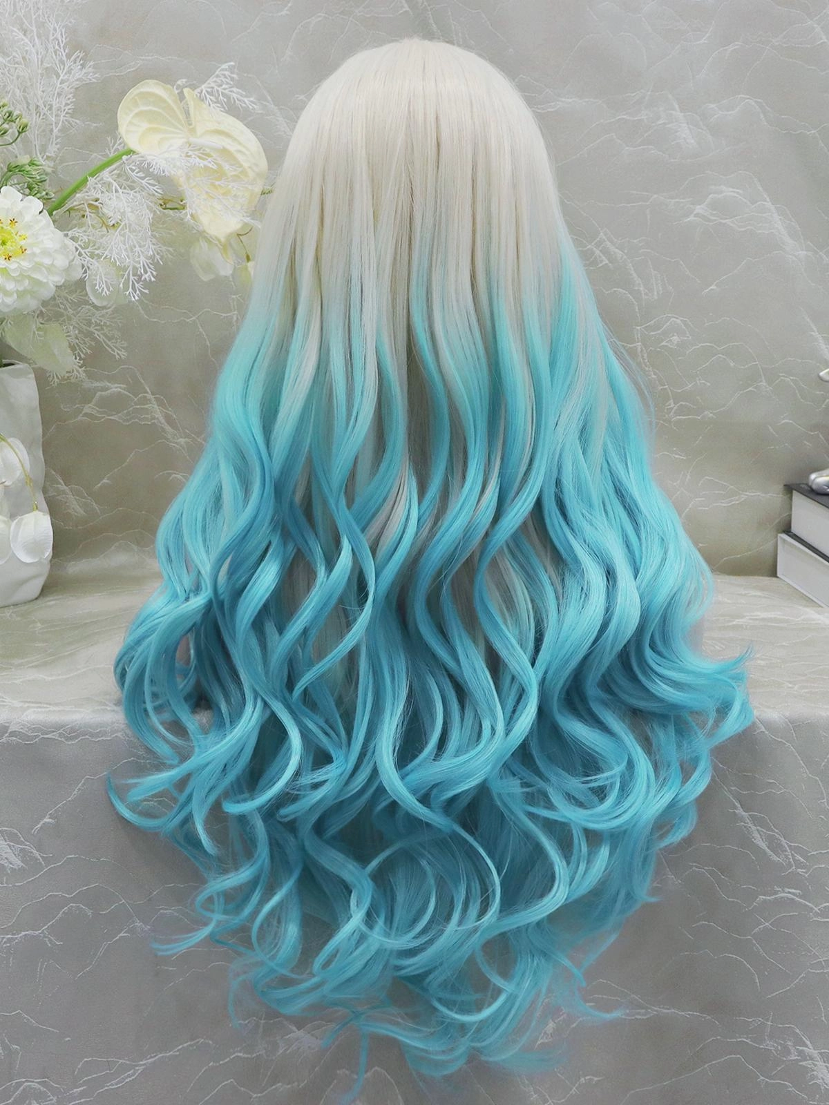 IMstyle Elsa White Blue lace Front Curly wig 13*3 party Holloween wig W207-ELSA(133)