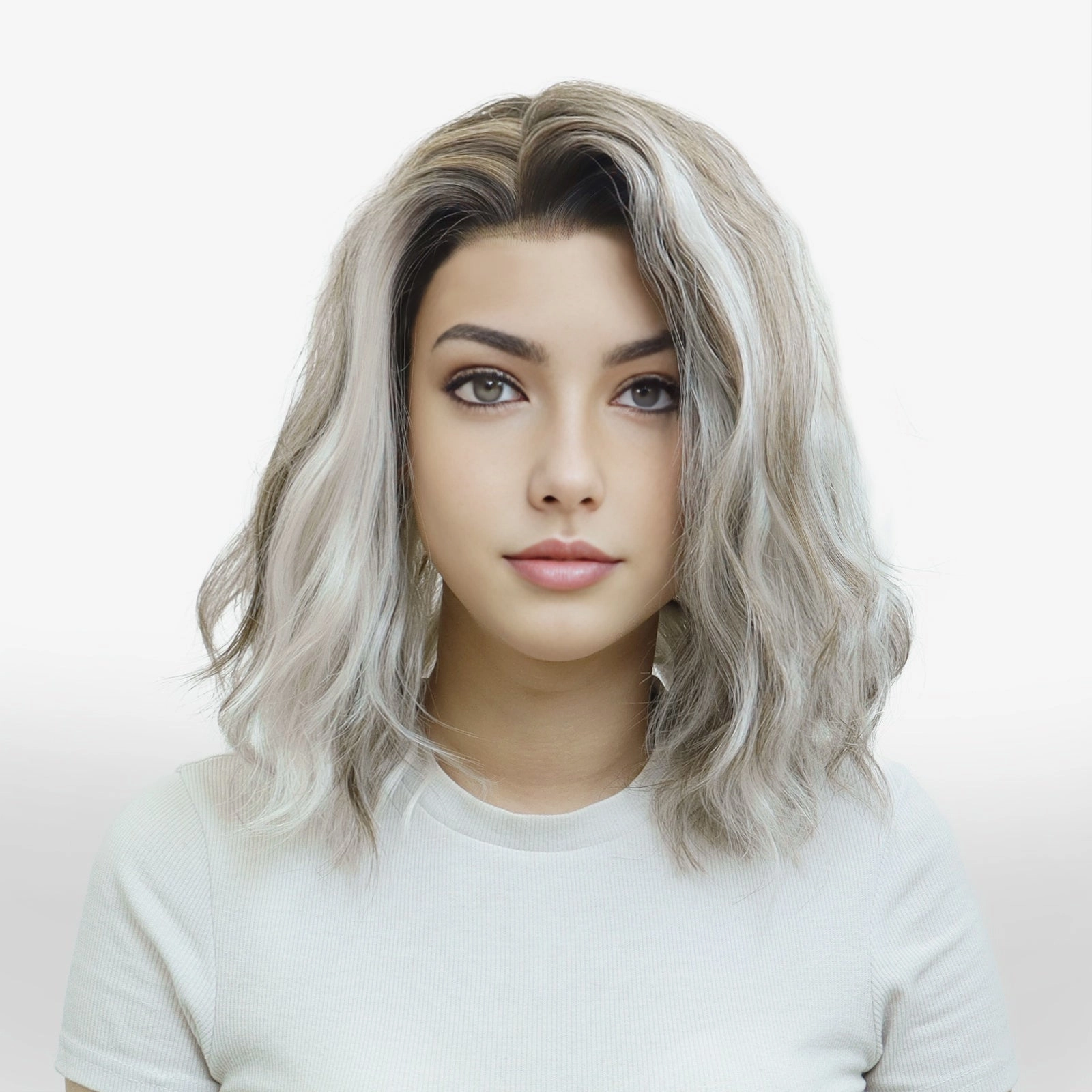 IMstyle Erin icy blonde grey with rooting water wave bob style low density 13*4 free parting lace front wigs W193-C224-C13X4XIU