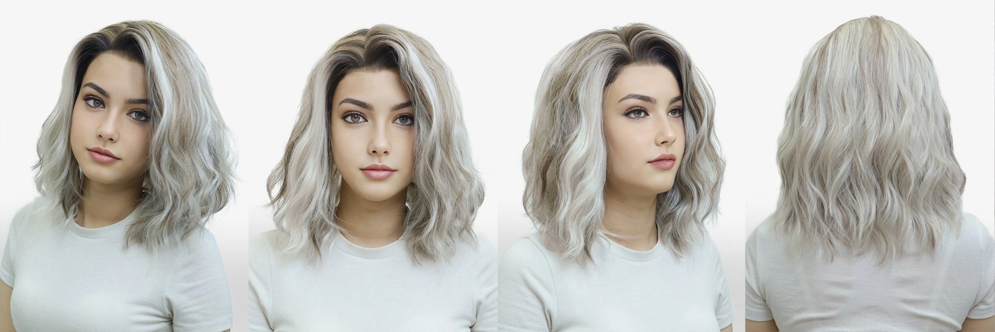 IMstyle Erin icy blonde grey with rooting water wave bob style low density 13*4 free parting lace front wigs W193-C224-C13X4XIU