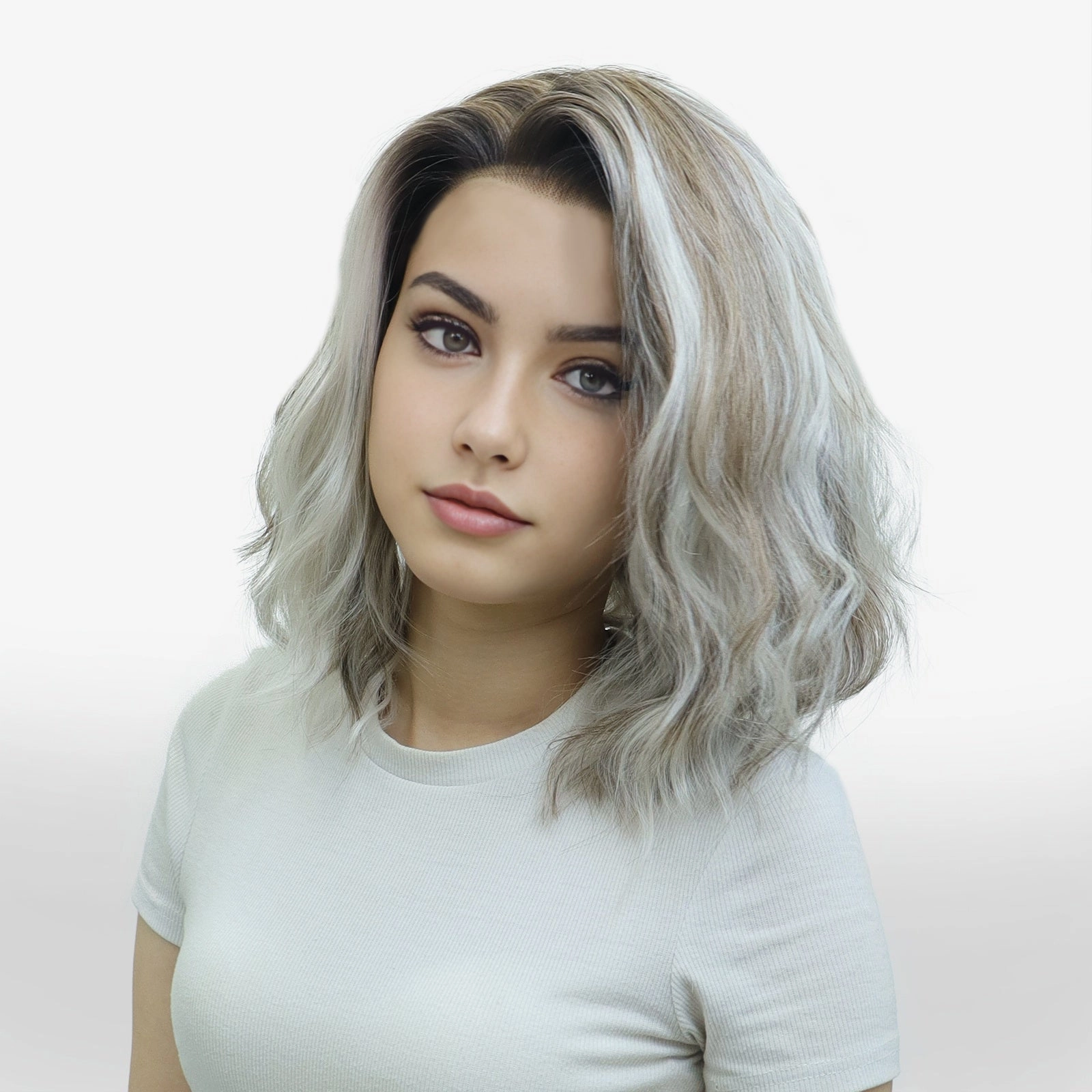IMstyle Erin icy blonde grey with rooting water wave bob style low density 13*4 free parting lace front wigs W193-C224-C13X4XIU