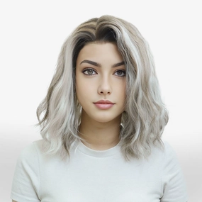 IMstyle Erin icy blonde grey with rooting water wave bob style low density 13*4 free parting lace front wigs W193-C224-C13X4XIU