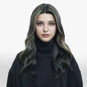 IMstyle Iris brown with blonde highlight natural wave 24 inches glue less lace front wig TK112-2446